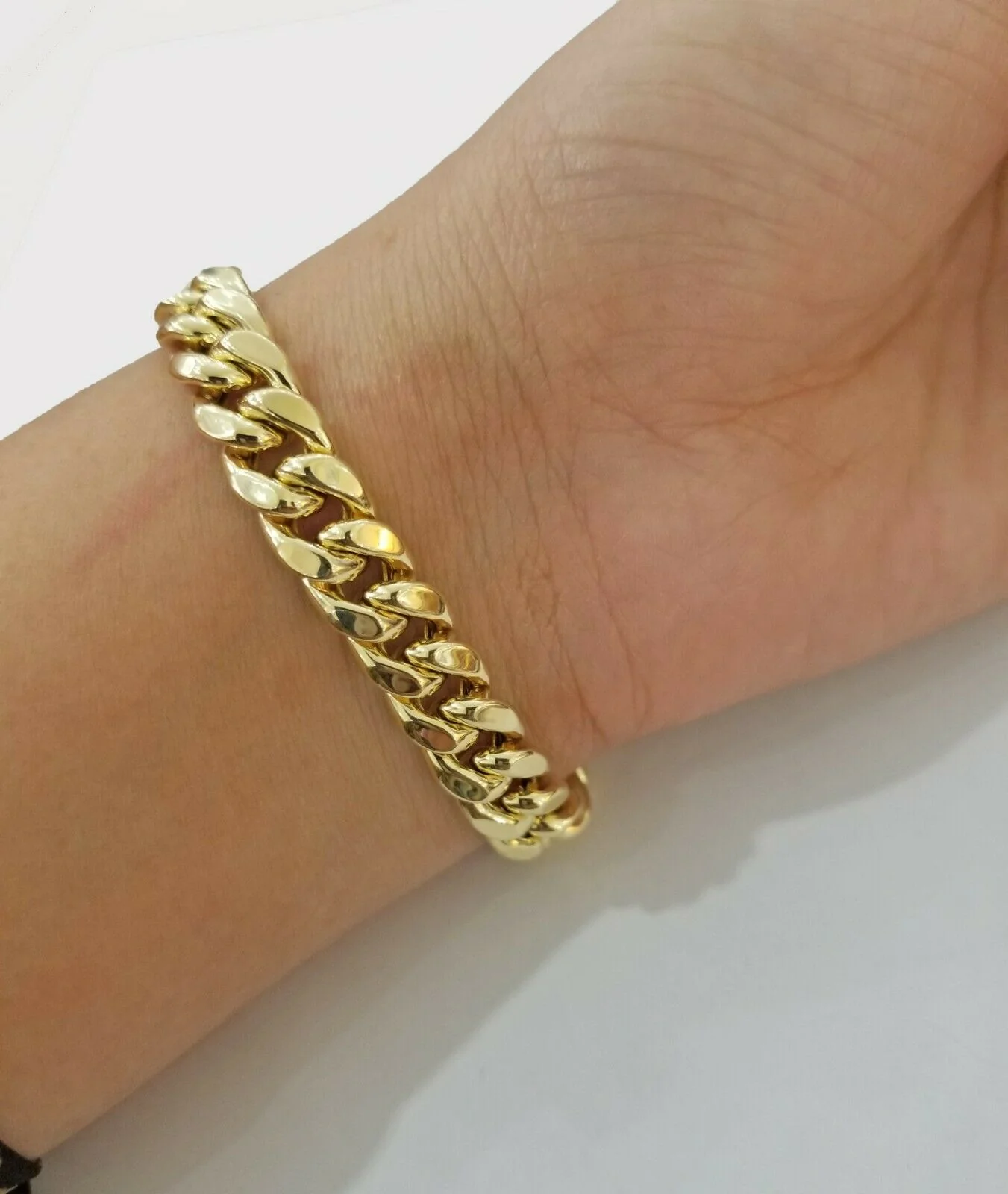 REAL 14k Gold Miami Cuban Bracelet 7.5" 9mm 14kt Yellow Gold Strong Link LADIES - Image 2
