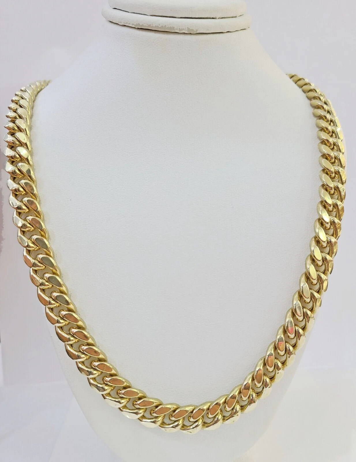 Real 14k Gold Miami Cuban Link Chain Necklace 10mm 20" Box lock 14kt Men's Choker - Image 3