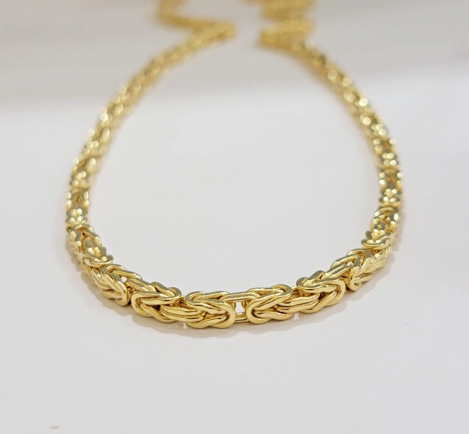 Real 14k Gold Necklace Byzantine Chain 20 Inch Lobster 4mm Mens 14kt Yellow Gold - Image 4