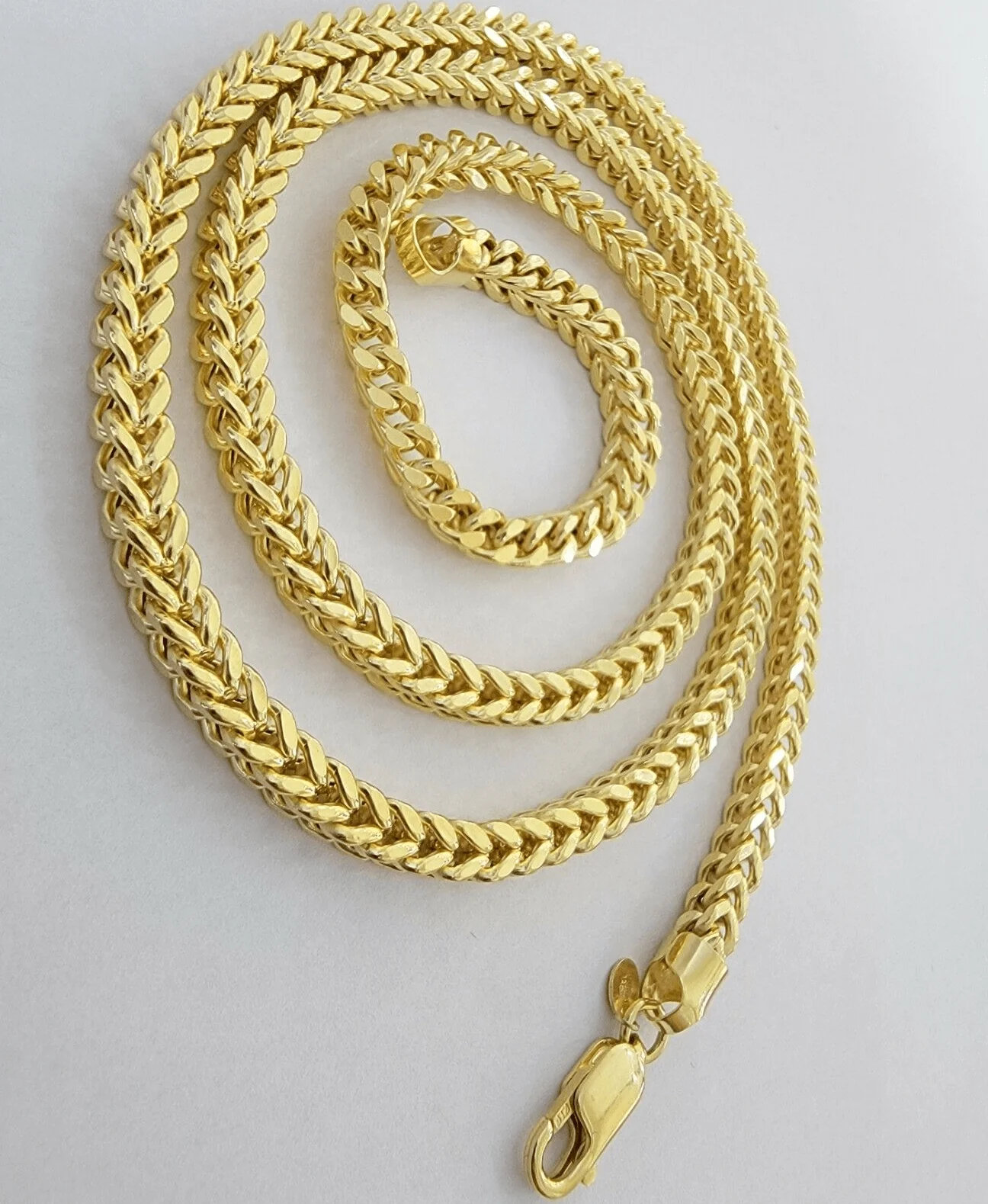 Real 14k Gold Necklace Franco Chain 4mm 22 Inch Diamond Cut Mens 14k Yellow Gold - Image 3