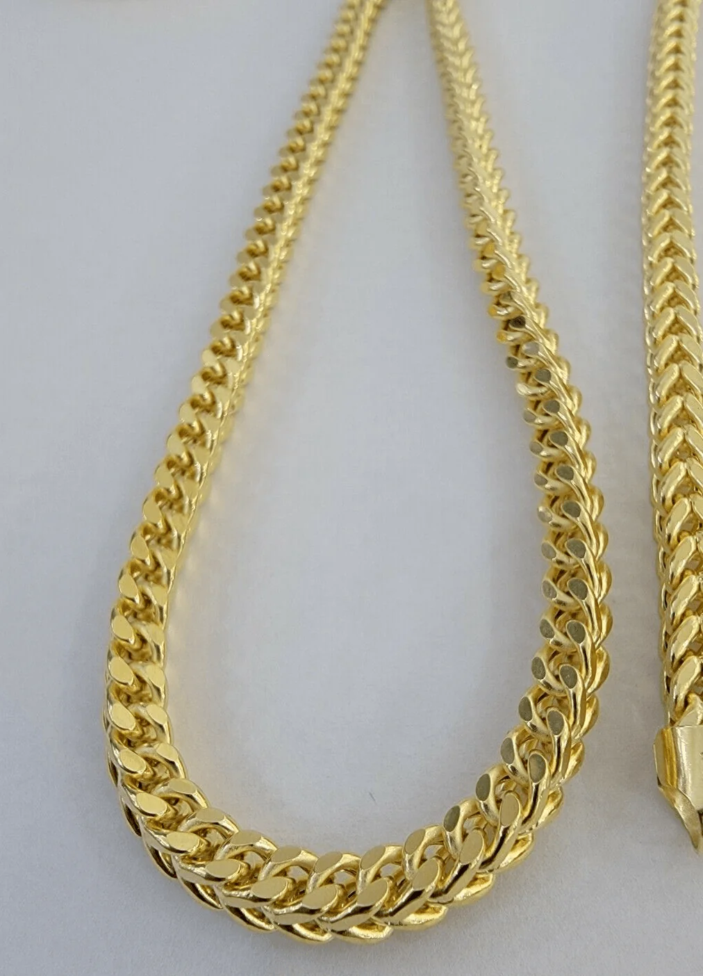 Real 14k Gold Necklace Franco Chain 4mm 22 Inch Diamond Cut Mens 14k Yellow Gold - Image 8
