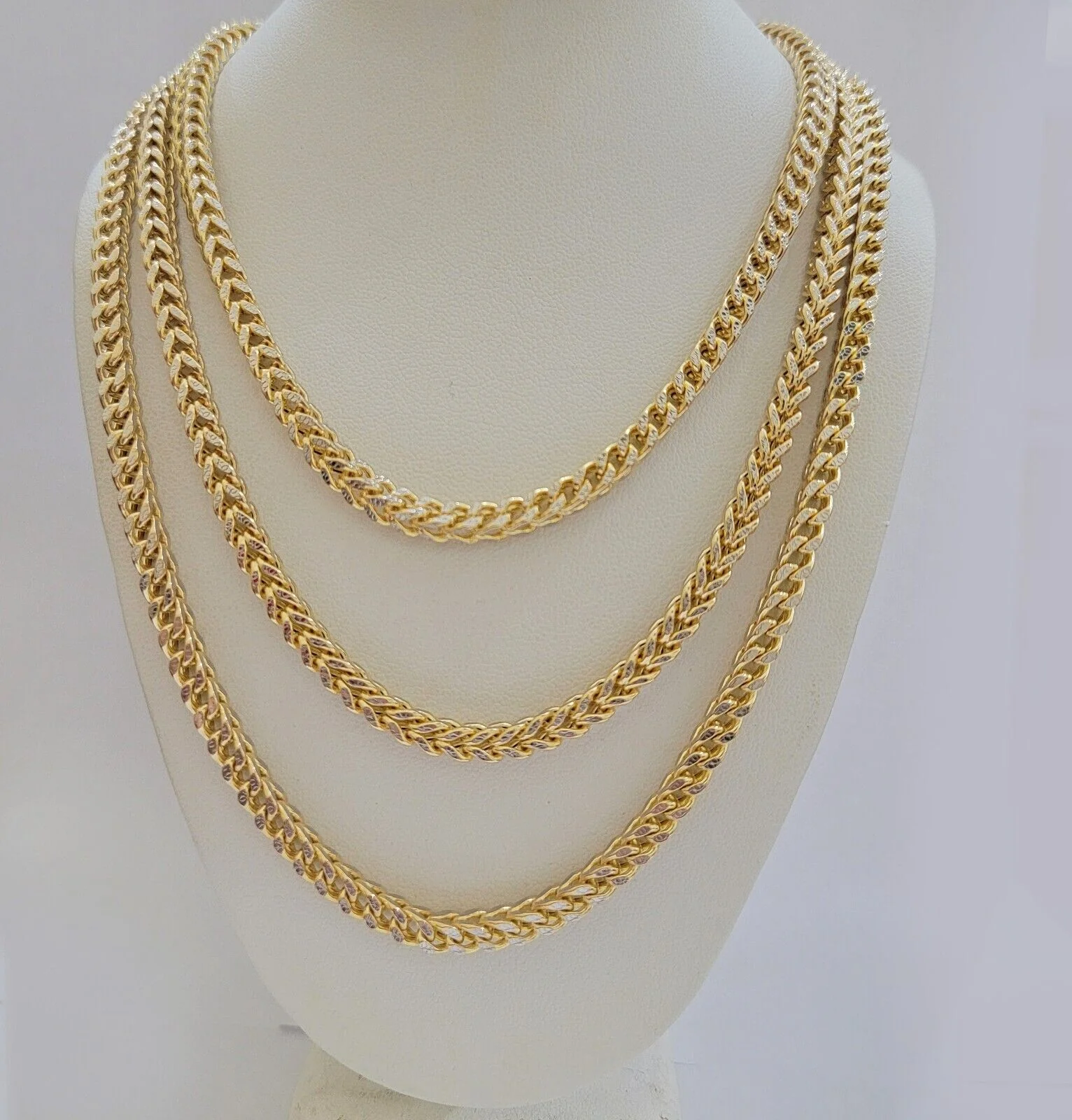 Real 14k Gold Necklace Franco Chain 4mm 22 Inch Diamond Cut Mens 14k Yellow Gold - Image 6