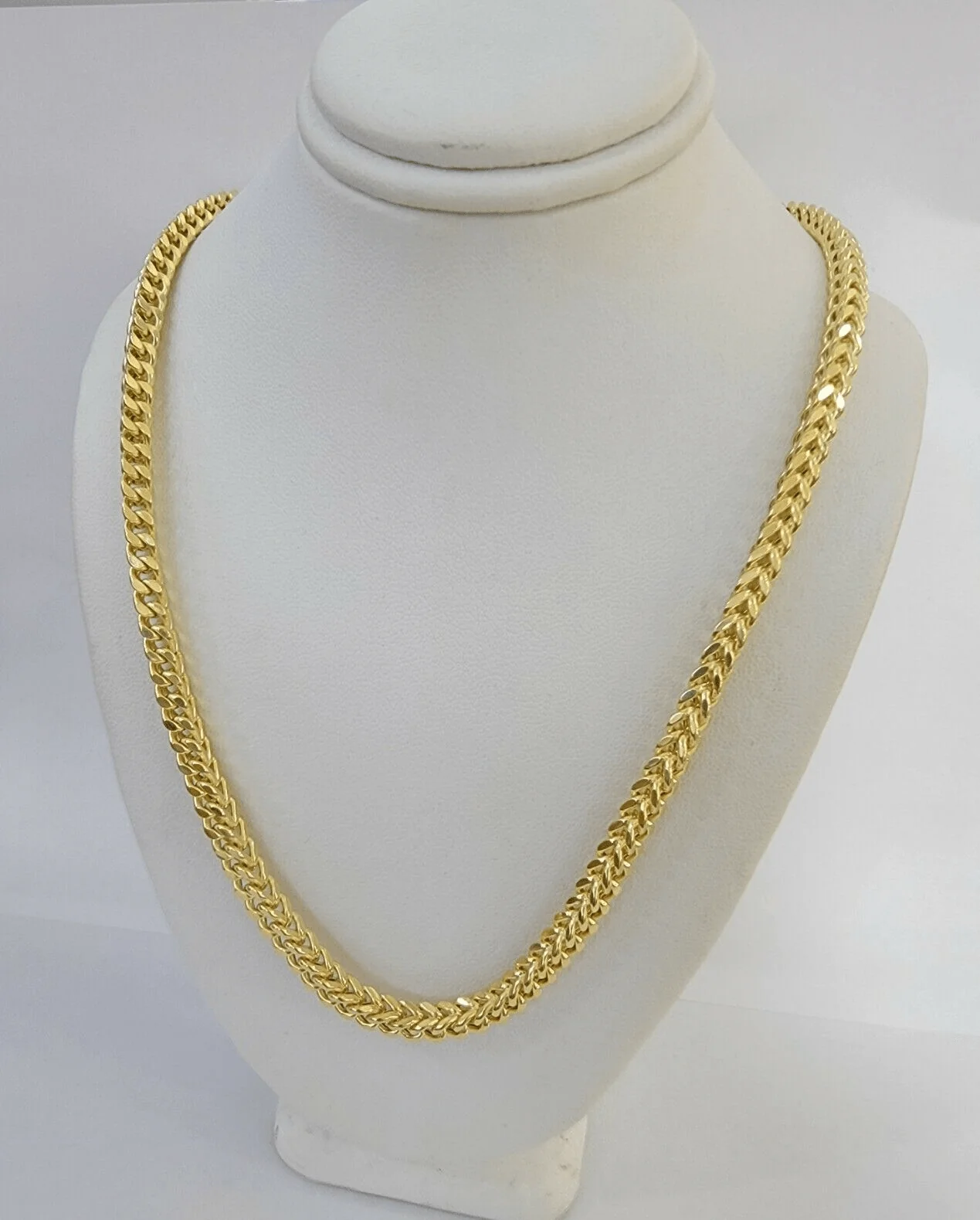 Real 14k Gold Necklace Franco Chain 4mm 26 Inch Diamond Cut Mens 14k Yellow Gold - Image 2