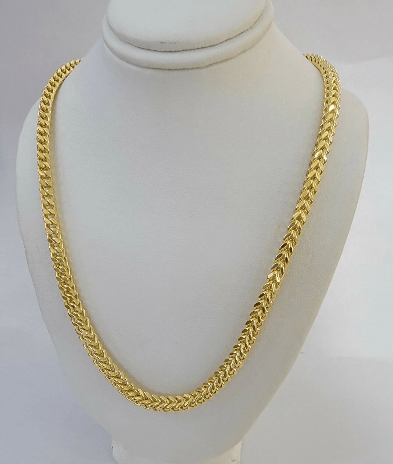 Real 14k Gold Necklace Franco Chain 4mm 26 Inch Diamond Cut Mens 14k Yellow Gold - Image 5