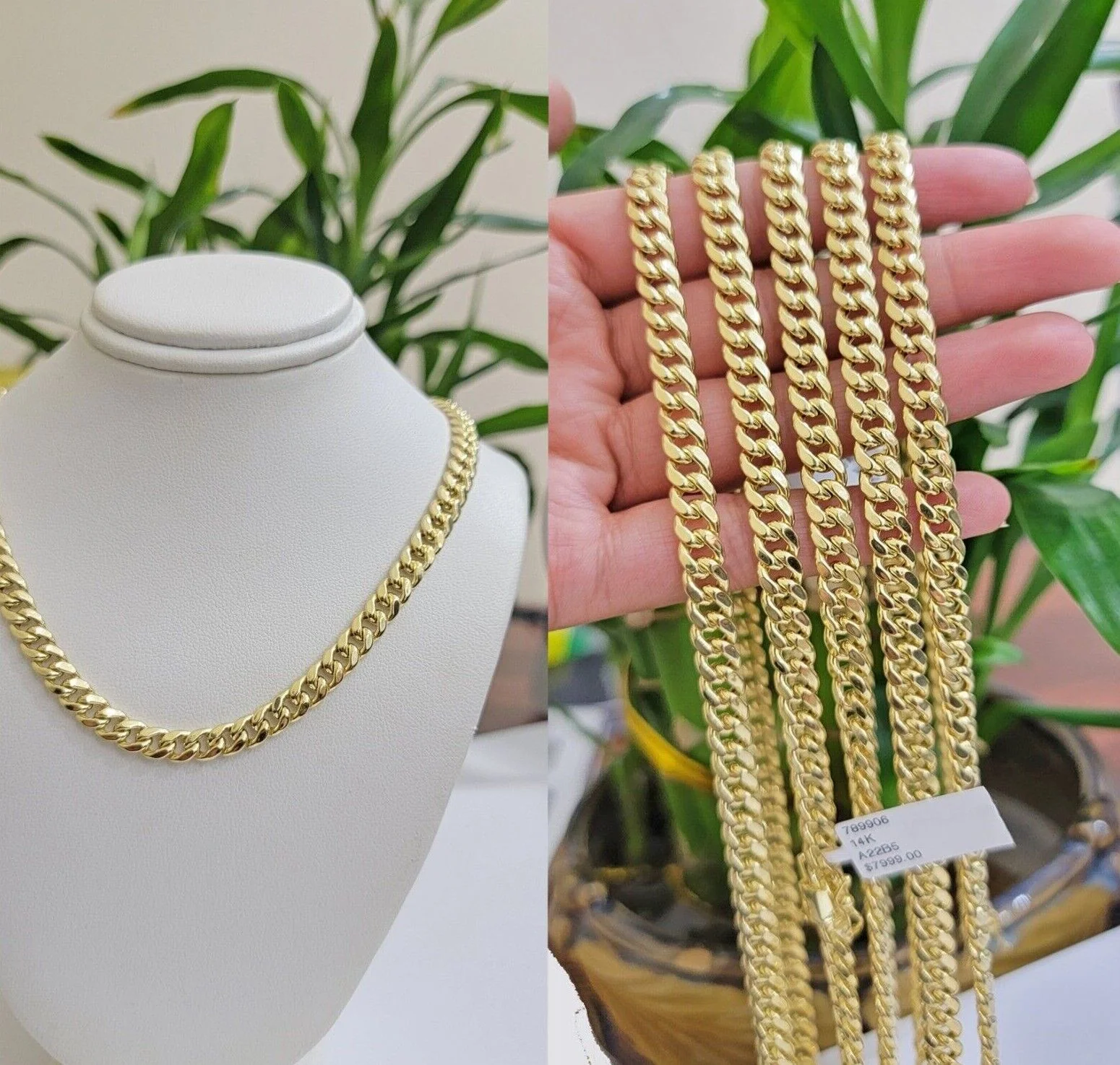 Real 14k Gold Necklace Miami Cuban Link chain 6mm 18" - 28" Strong, 14kt Yellow