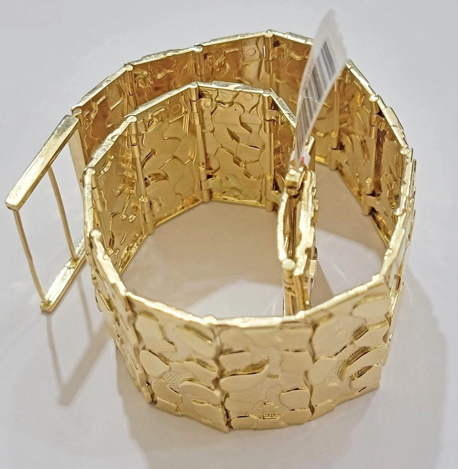 Real 14k Gold Nugget Bracelet Mens 10 Inch Long 30mm Thick Genuine 14 KT Solid - Image 3