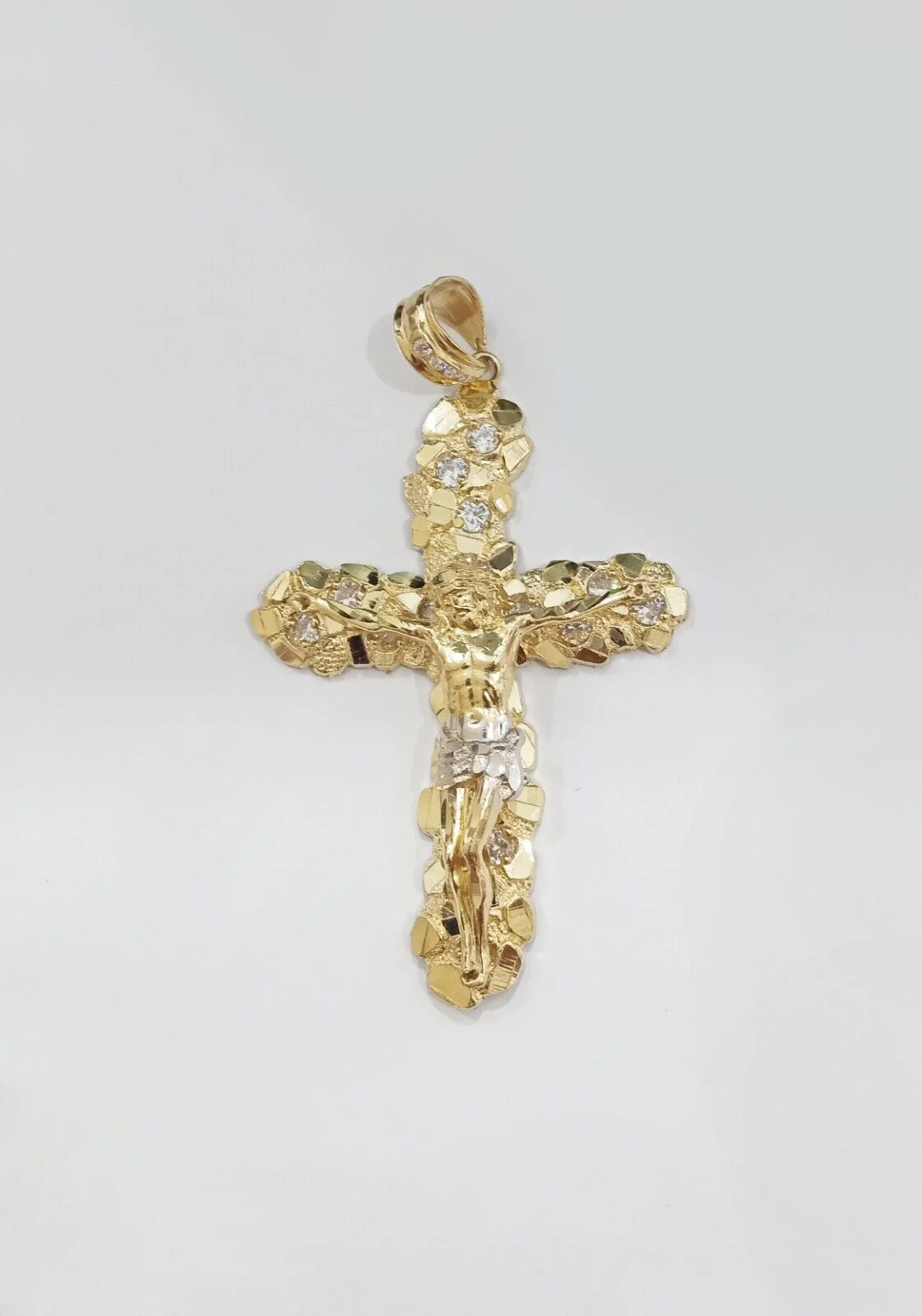 Real 14k Gold Nugget Jesus Crucifix Cross Charm Pendant 14kt Yellow Gold Men - Image 3