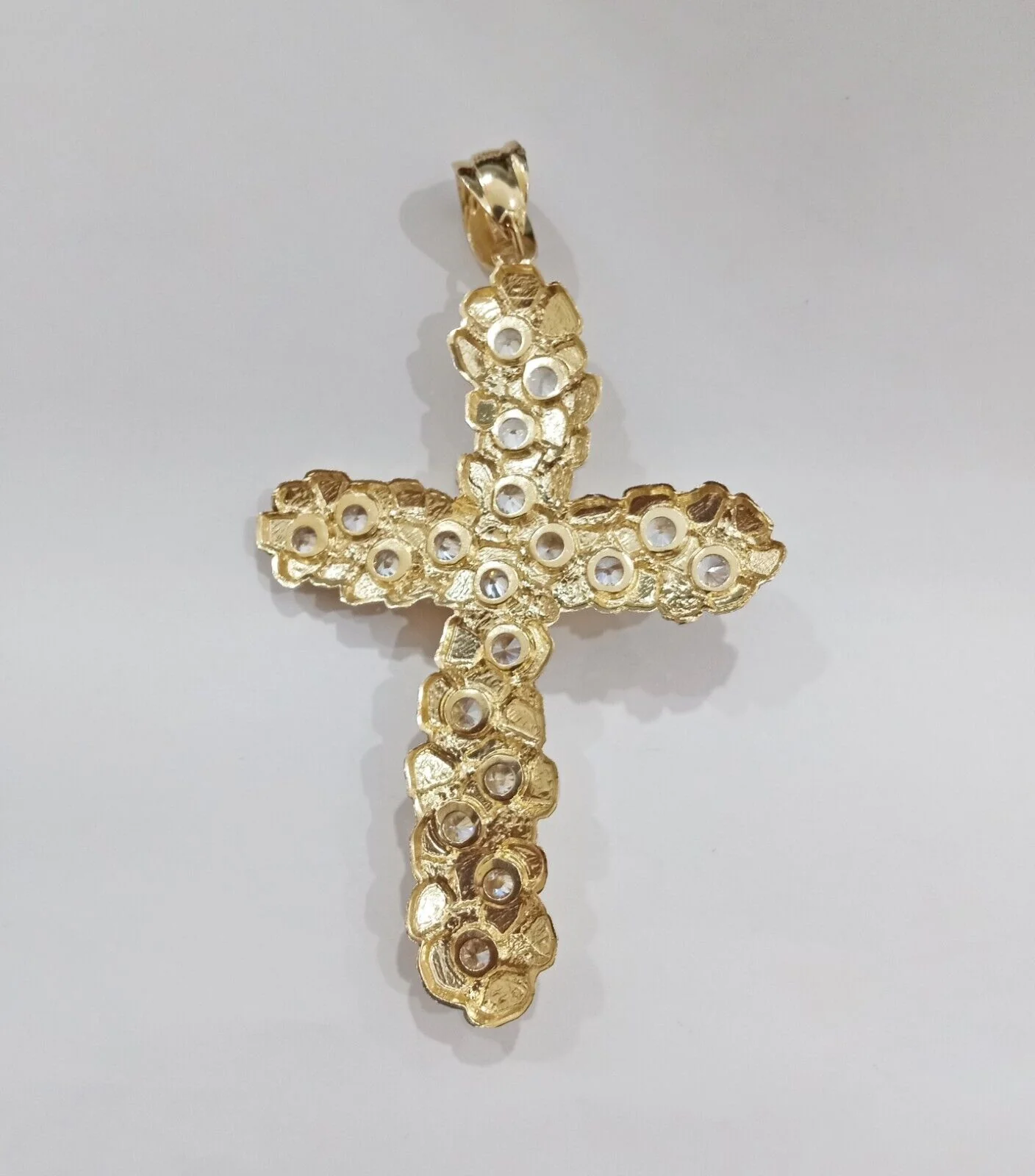Real 14k Gold Nugget Jesus Crucifix Cross Charm Pendant 14kt Yellow Gold Men - Image 5