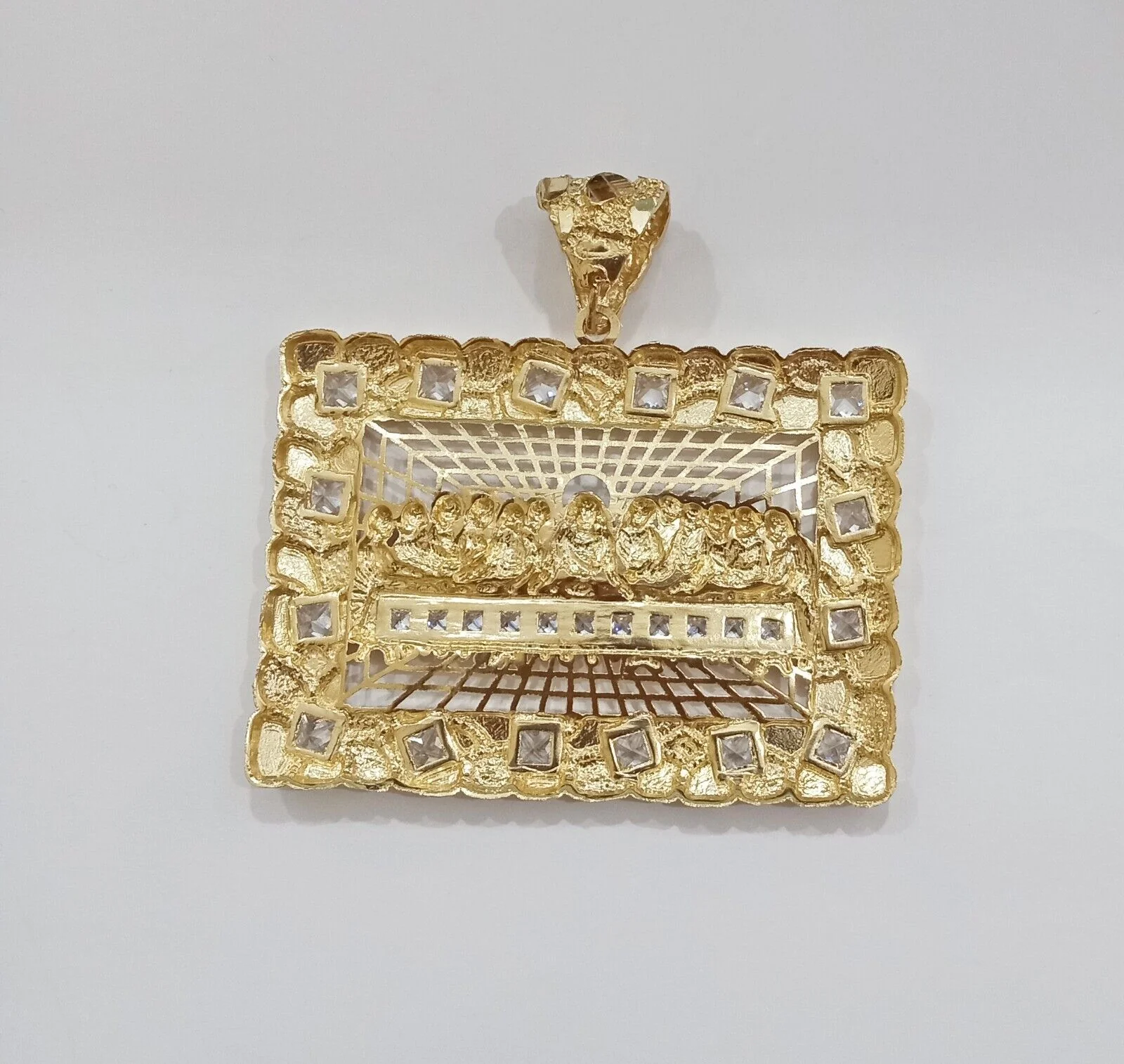 Real 14k Gold Nugget Last Supper Charm  2.6 inch 14kt Yellow Gold - Image 4