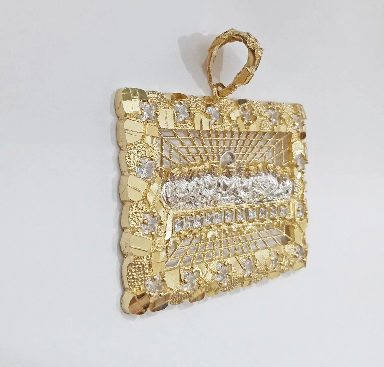 Real 14k Gold Nugget Last Supper Charm  2.6 inch 14kt Yellow Gold - Image 6