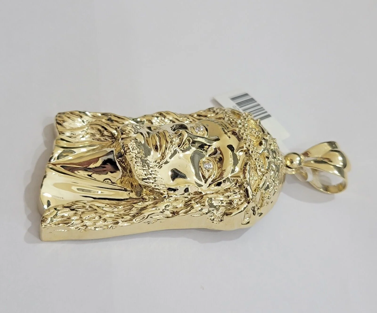 Real 14k Gold Pendant Jesus Head Charm 14kt Yellow Gold 3.1 Inch Long For Men's - Image 11