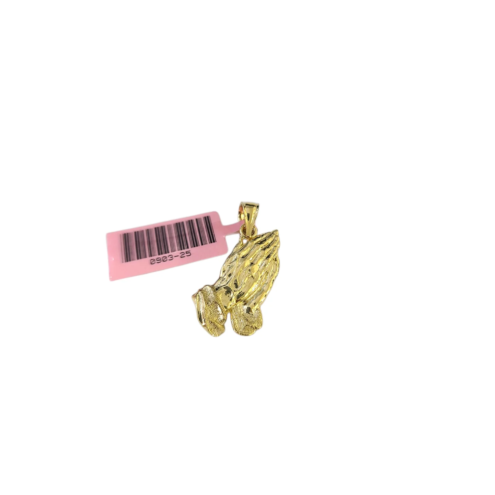 Real 14k Gold Praying Hands Charm Pendant 1"-inch 14kt Yellow Gold - Image 4