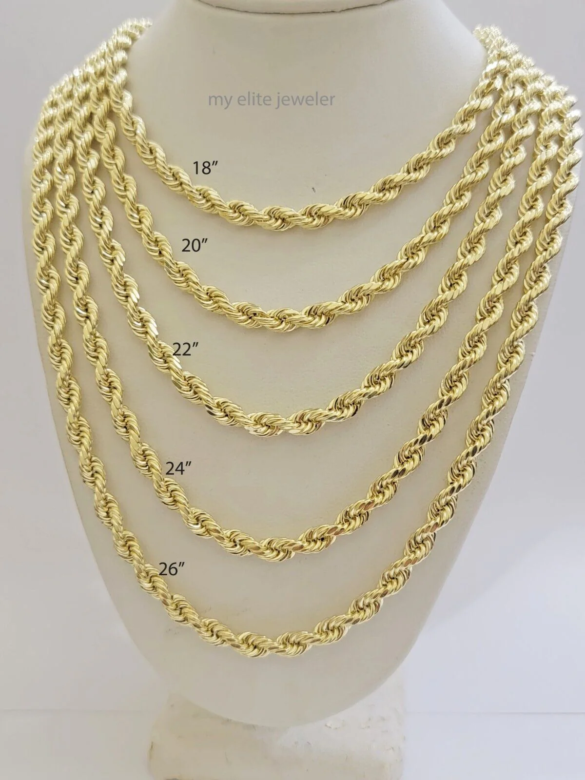 Real 14k Gold Rope chain 20 Inch 5mm Diamond Cuts 14kt Yellow Gold Men Women - Image 6