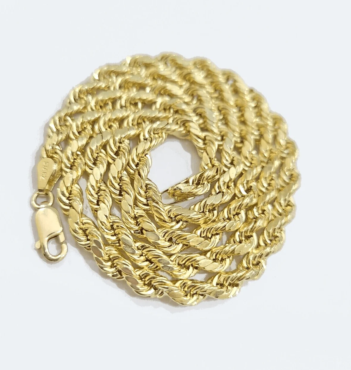 Real 14k Gold Rope chain 24 Inch 4mm Diamond Cuts 14kt Yellow Gold Men Women - Image 5
