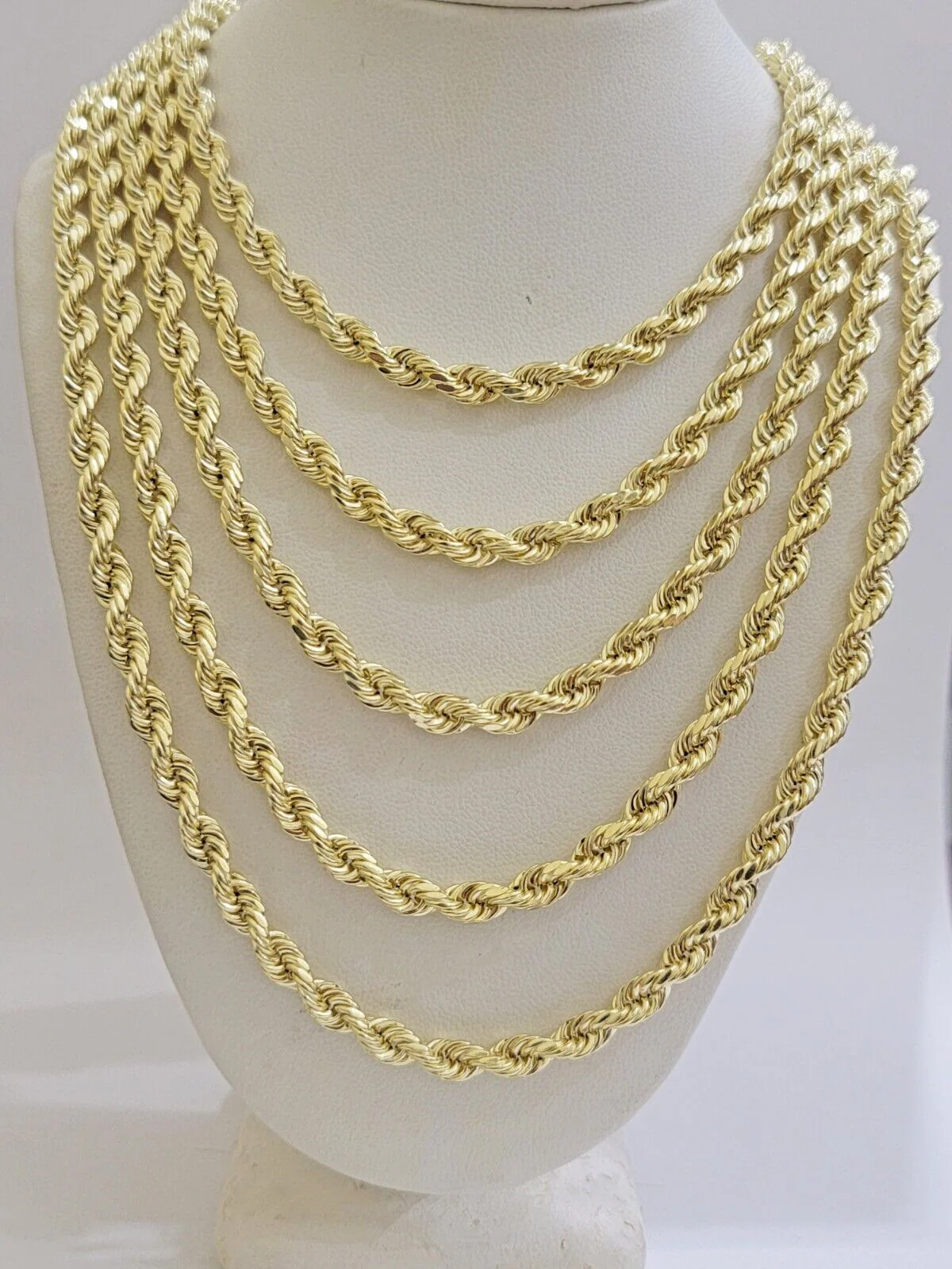 Real 14k Gold Rope chain 26 Inch 5mm Diamond Cuts 14kt Yellow Gold Men Women - Image 6