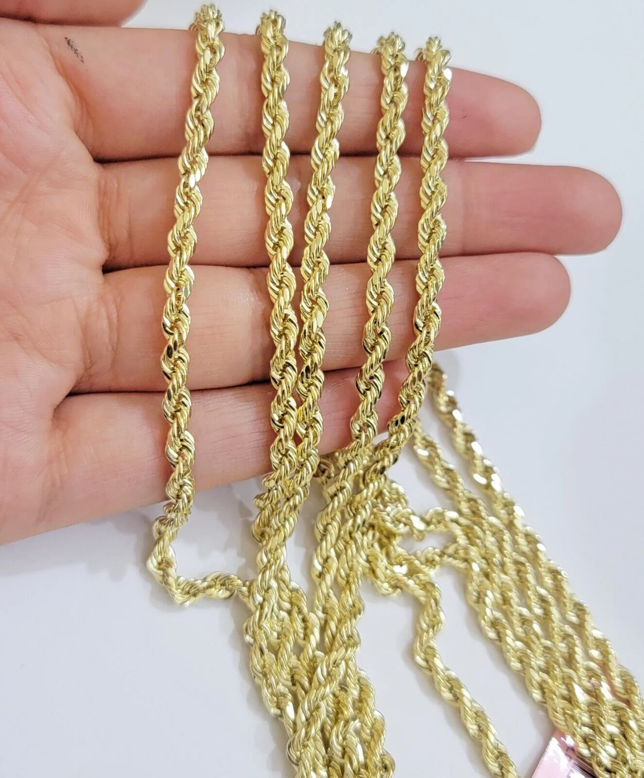 Real 14k Gold Rope chain 26 Inch 4mm Diamond Cuts 14kt Yellow Gold Men Women - Image 5