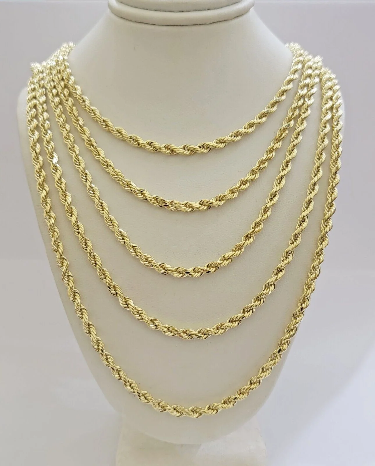 Real 14k Gold Rope chain 26 Inch 4mm Diamond Cuts 14kt Yellow Gold Men Women - Image 6