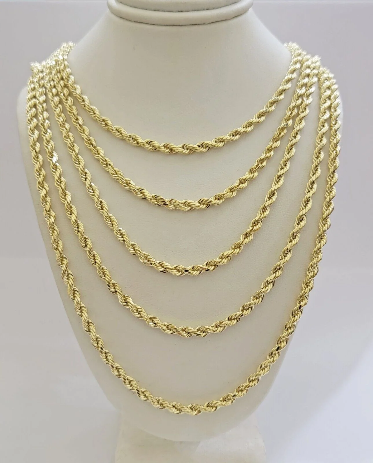 Real 14k Gold Rope Chain Necklace 4mm 18 - 26 Inch Diamond cuts 10kt Men Women - Image 5