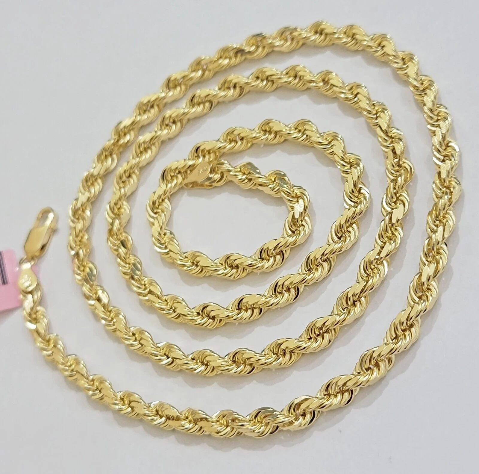 Real 14k Gold Rope Chain Necklace 6mm 18 - 28 Inch 14kt Yellow Gold Diamond Cut - Image 3