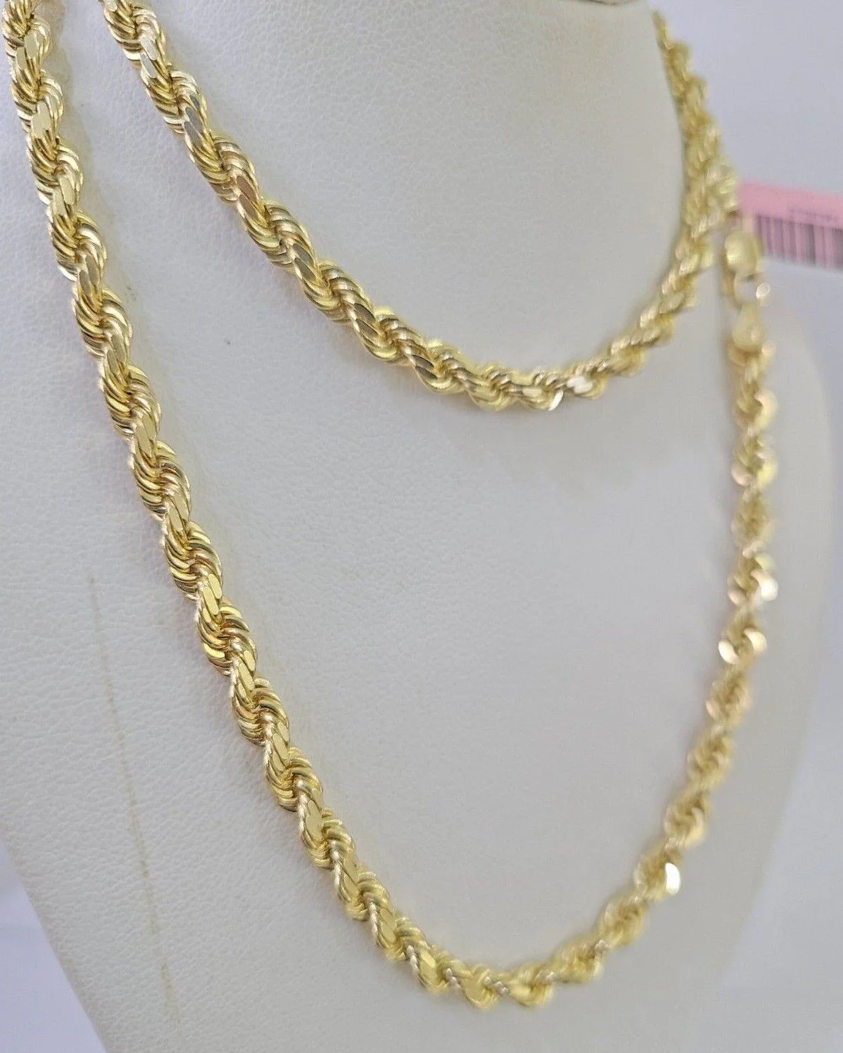 Real 14k Gold Rope Chain Necklace 6mm 18 - 28 Inch 14kt Yellow Gold Diamond Cut - Image 5