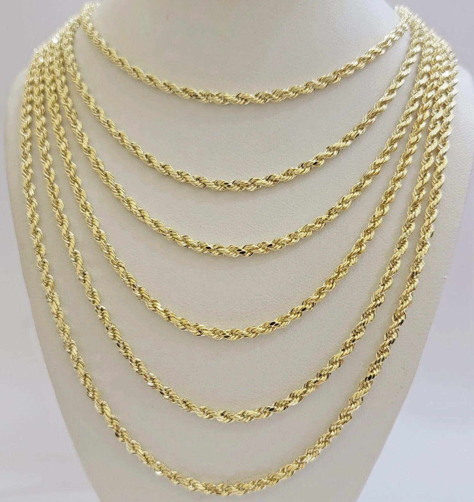 REAL 14k Gold Rope Chain Necklace Nugget Cross Charm Pendant SET 3mm 18 -26 Inch - Image 10