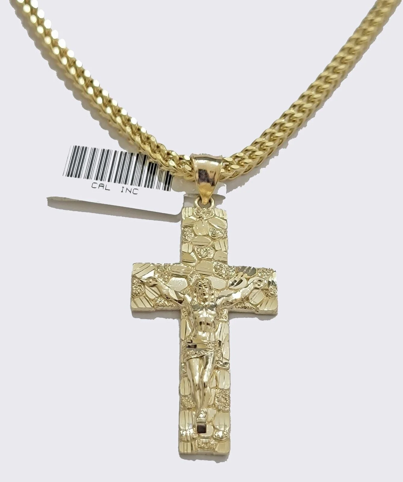 REAL 14k Gold Rope Chain Necklace Nugget Cross Charm Pendant SET 3mm 18 -26 Inch - Image 13