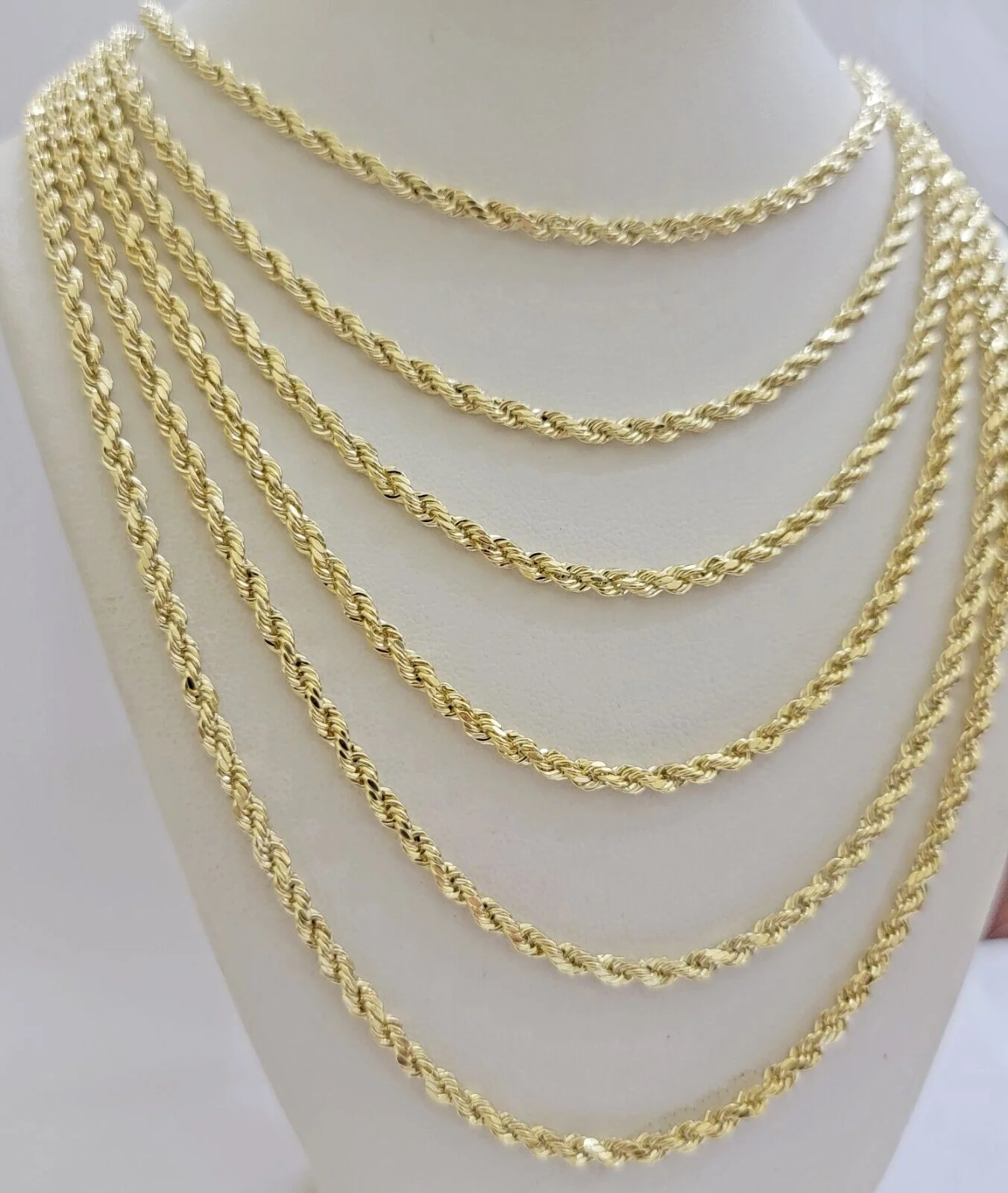 REAL 14k Gold Rope Chain Necklace Nugget Cross Charm Pendant SET 3mm 18 -26 Inch - Image 3