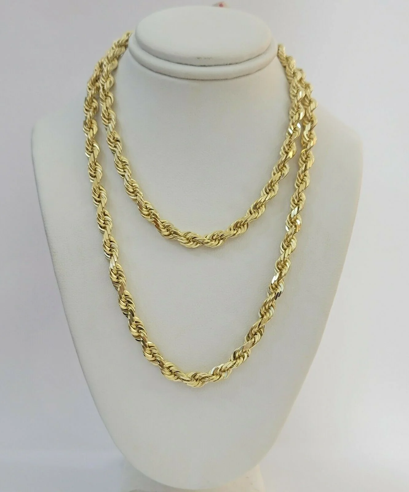 REAL 14k gold Rope Necklace 6mm chain, 14 kt Yellow Gold 22" Diamond Cut, SOLID - Image 5