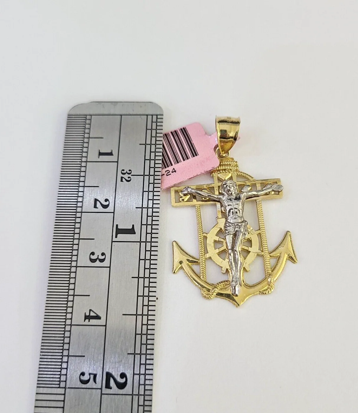 Real 14k Jesus Anchor Pendant Yellow Gold Charm Religious Genuine 14Kt - Image 2