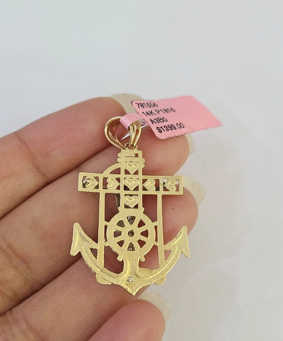 Real 14k Jesus Anchor Pendant Yellow Gold Charm Religious Genuine 14Kt - Image 3