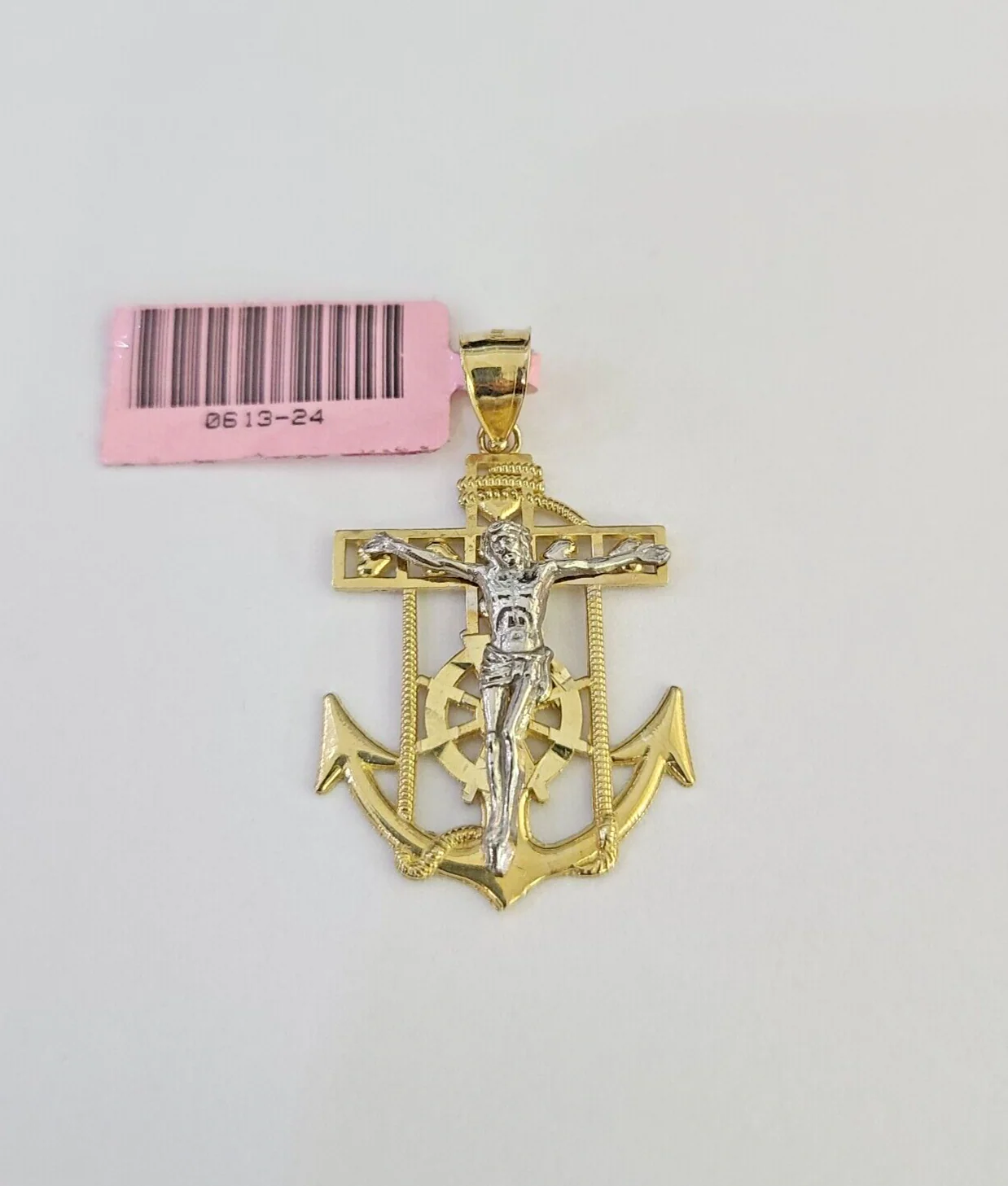 Real 14k Jesus Anchor Pendant Yellow Gold Charm Religious Genuine 14Kt - Image 4