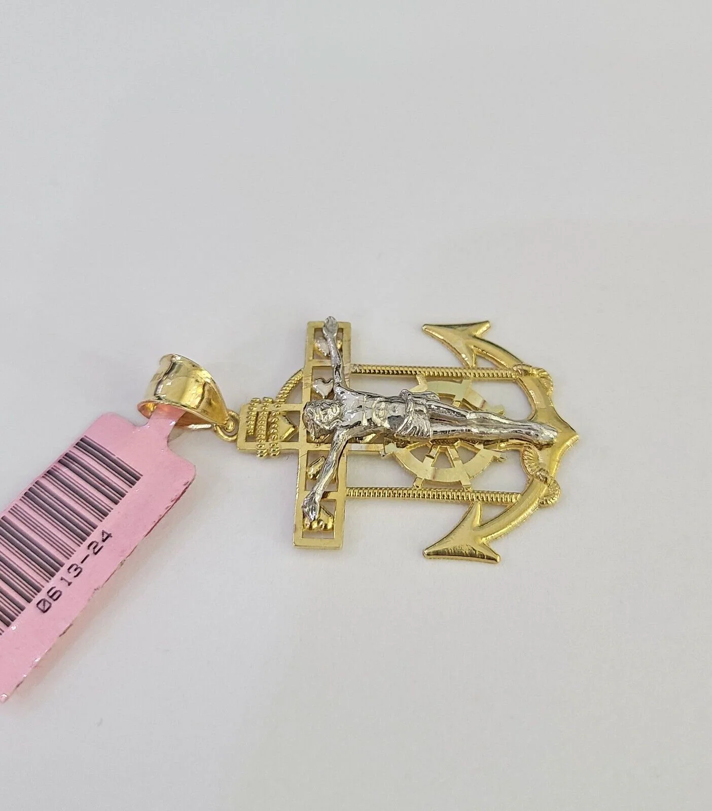 Real 14k Jesus Anchor Pendant Yellow Gold Charm Religious Genuine 14Kt - Image 5