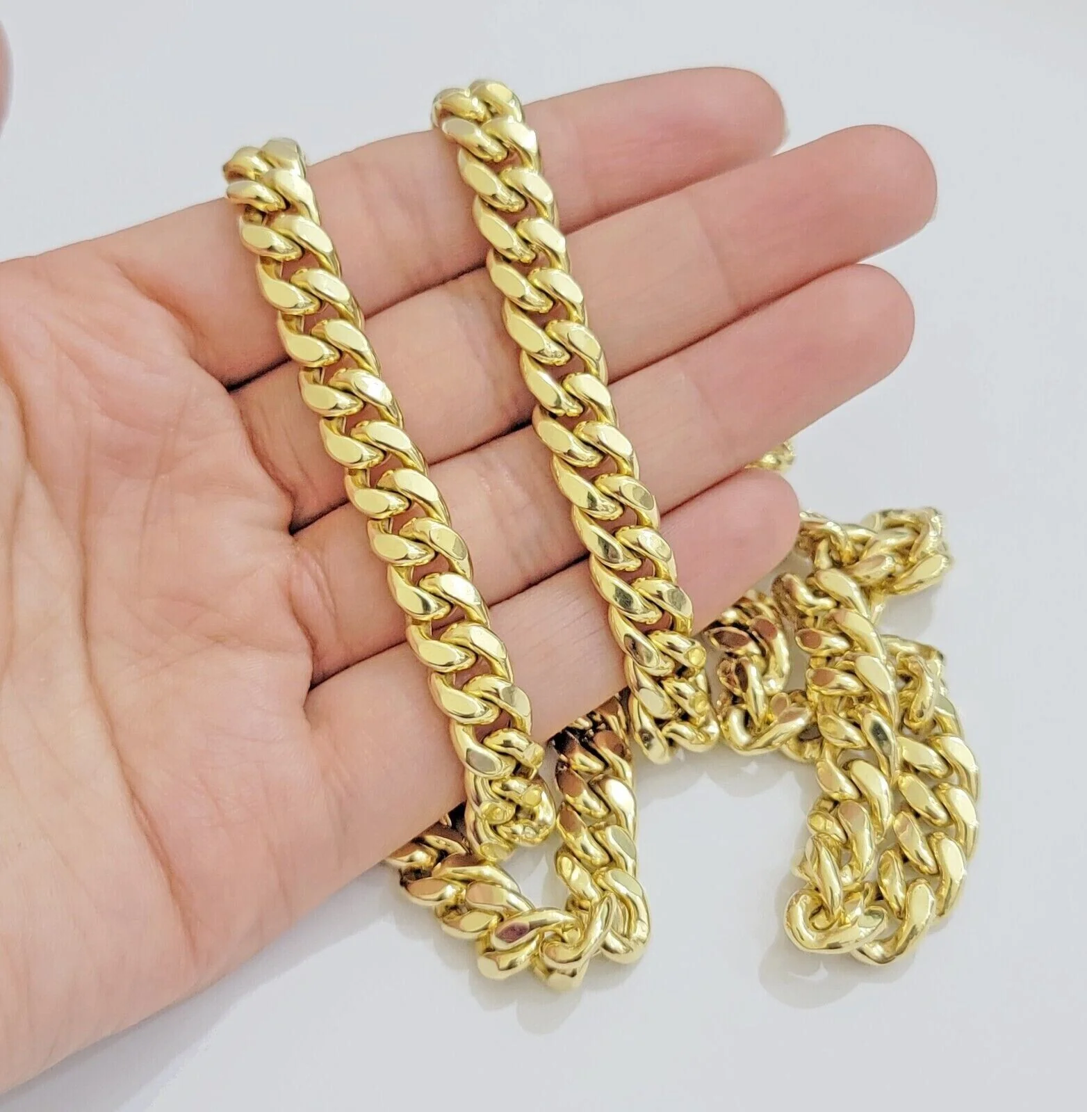 Real 14k Mens Chain Miami Cuban Link Necklace 22"  9mm 14KT Mens Real Gold Sale - Image 2