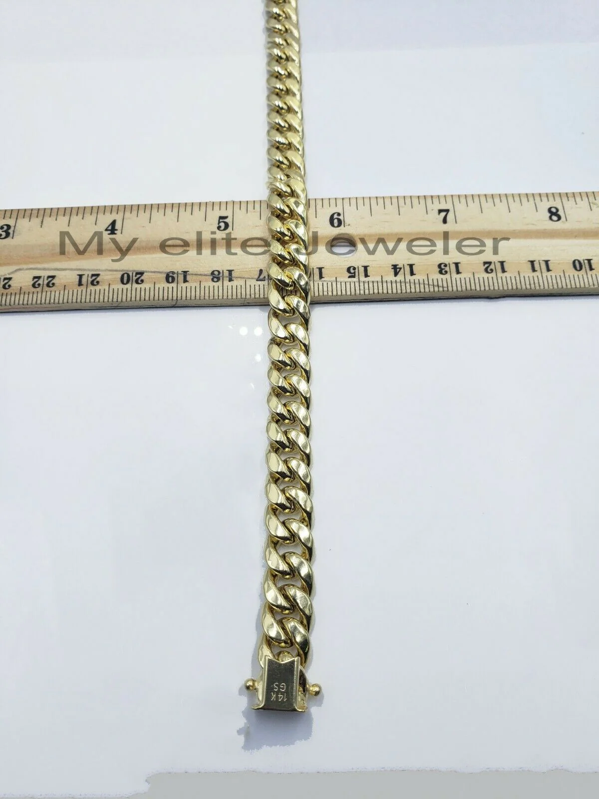 Real 14k Mens Chain Miami Cuban Link Necklace 24" 9mm 14KT Yellow Gold Box lock - Image 7