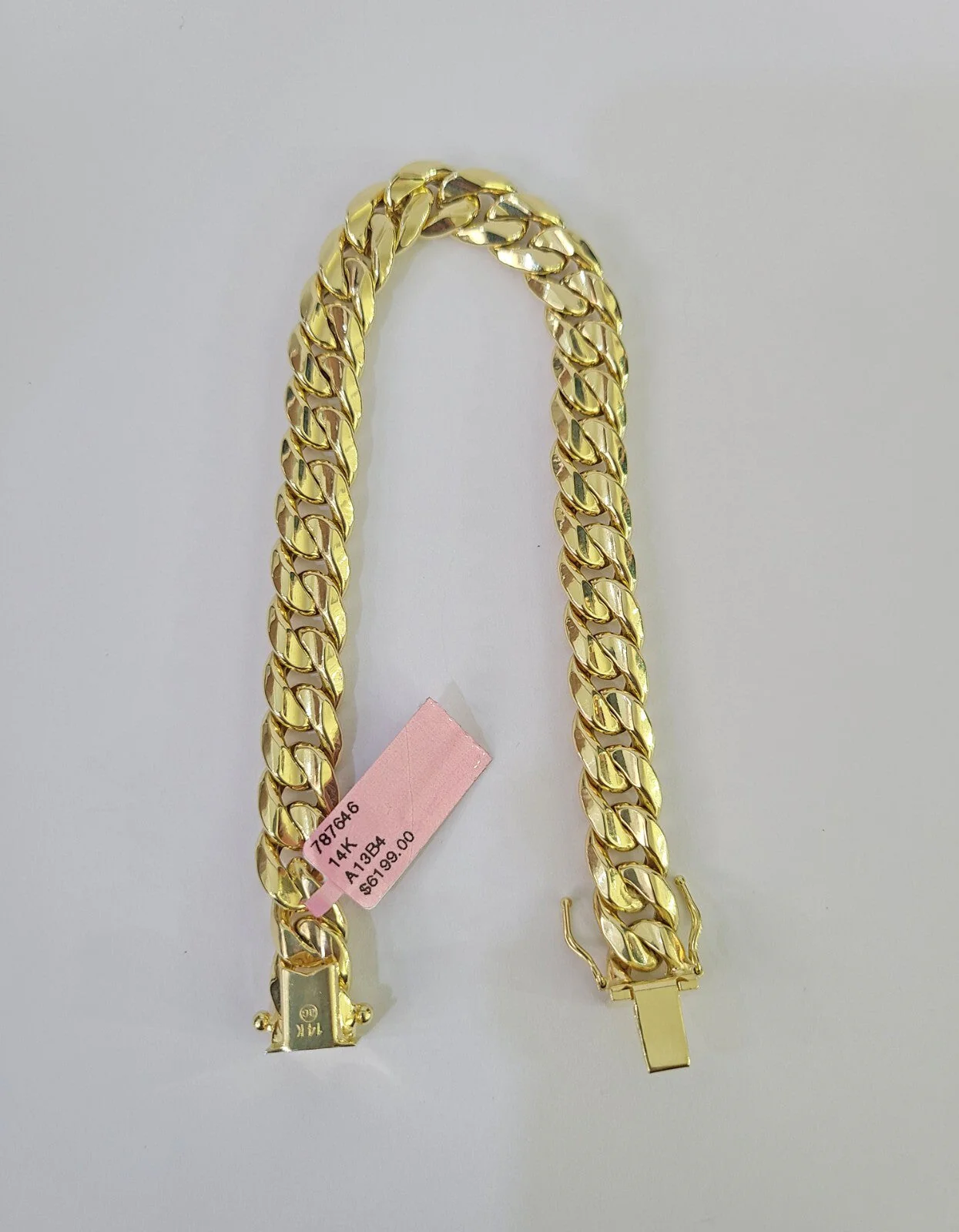 Real 14K Miami Cuban Bracelet Yellow Gold Box Clasp 7.5" Inch 10mm Link Hollow - Image 2