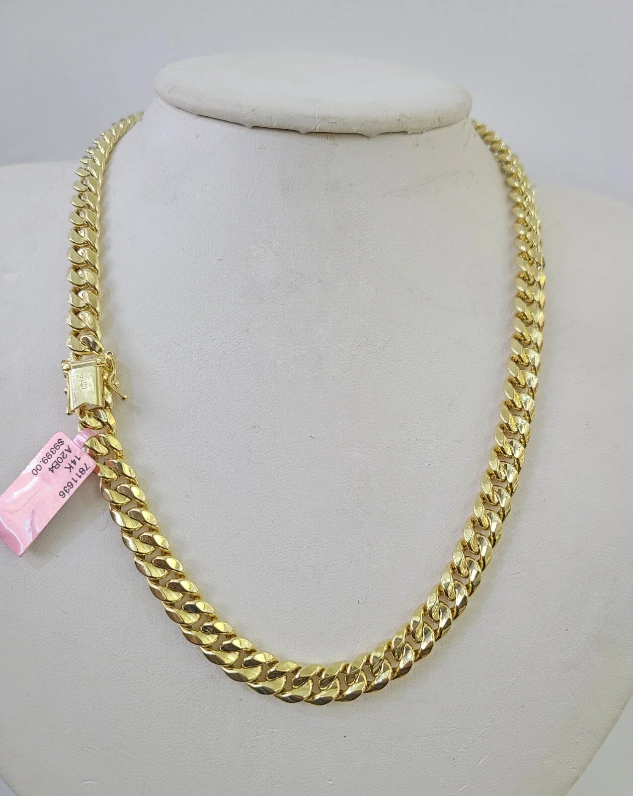Real 14K Miami Cuban Link Chain Necklace Yellow Gold 24 inch 8mm Mens Hollow - Image 2