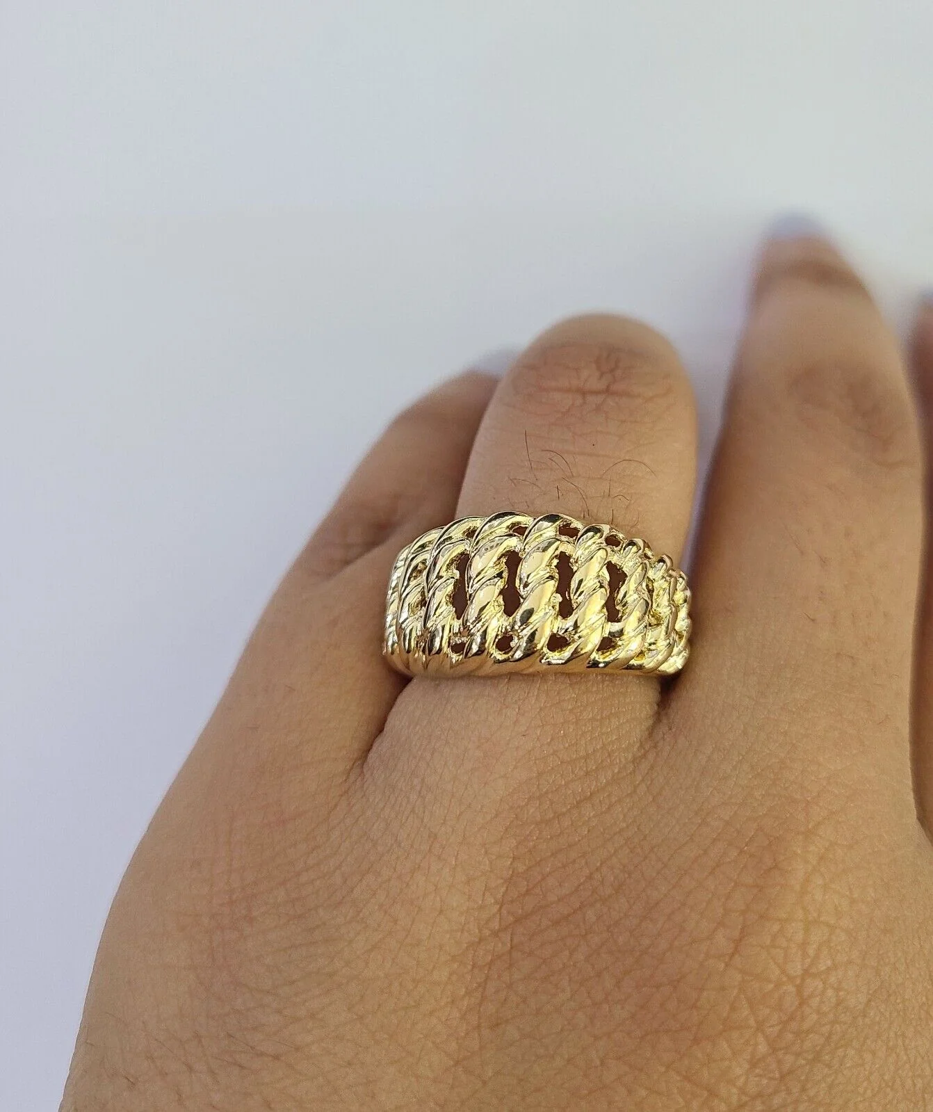 Real 14k Princesa Ring Yellow Gold Casual Ring 14kt Genuine Mens All Sizes - Image 2