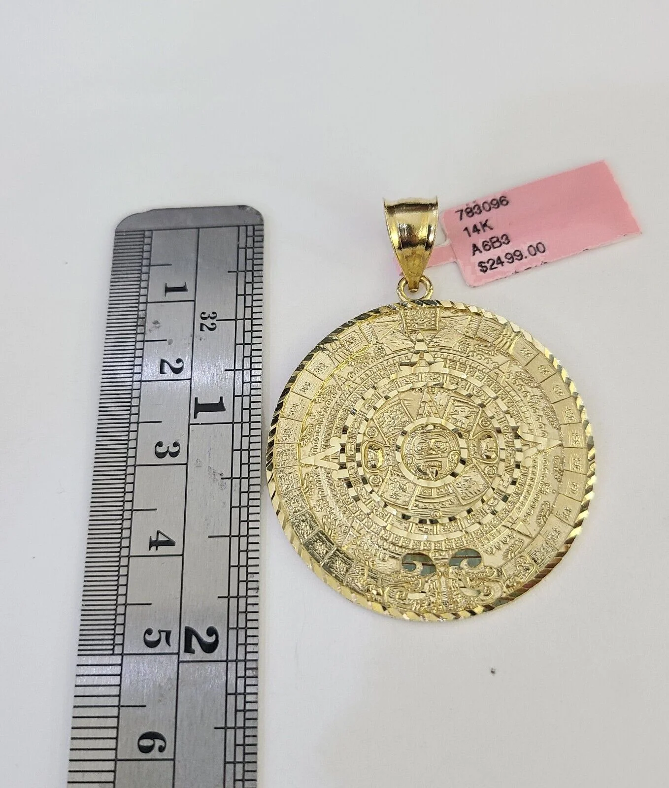 Real 14k Rope Chain Mayan Calendar Charm Yellow Gold Set 5mm 20"-30" Necklace - Image 2