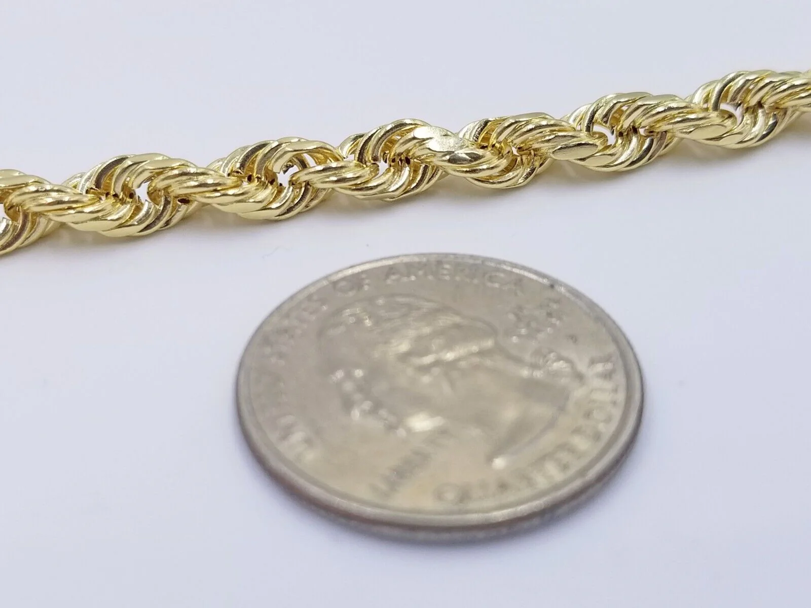 Real 14k Rope Chain Necklace 5mm 14kt Yellow Gold 18" 20" 22" 24" 26" inch Mens - Image 5