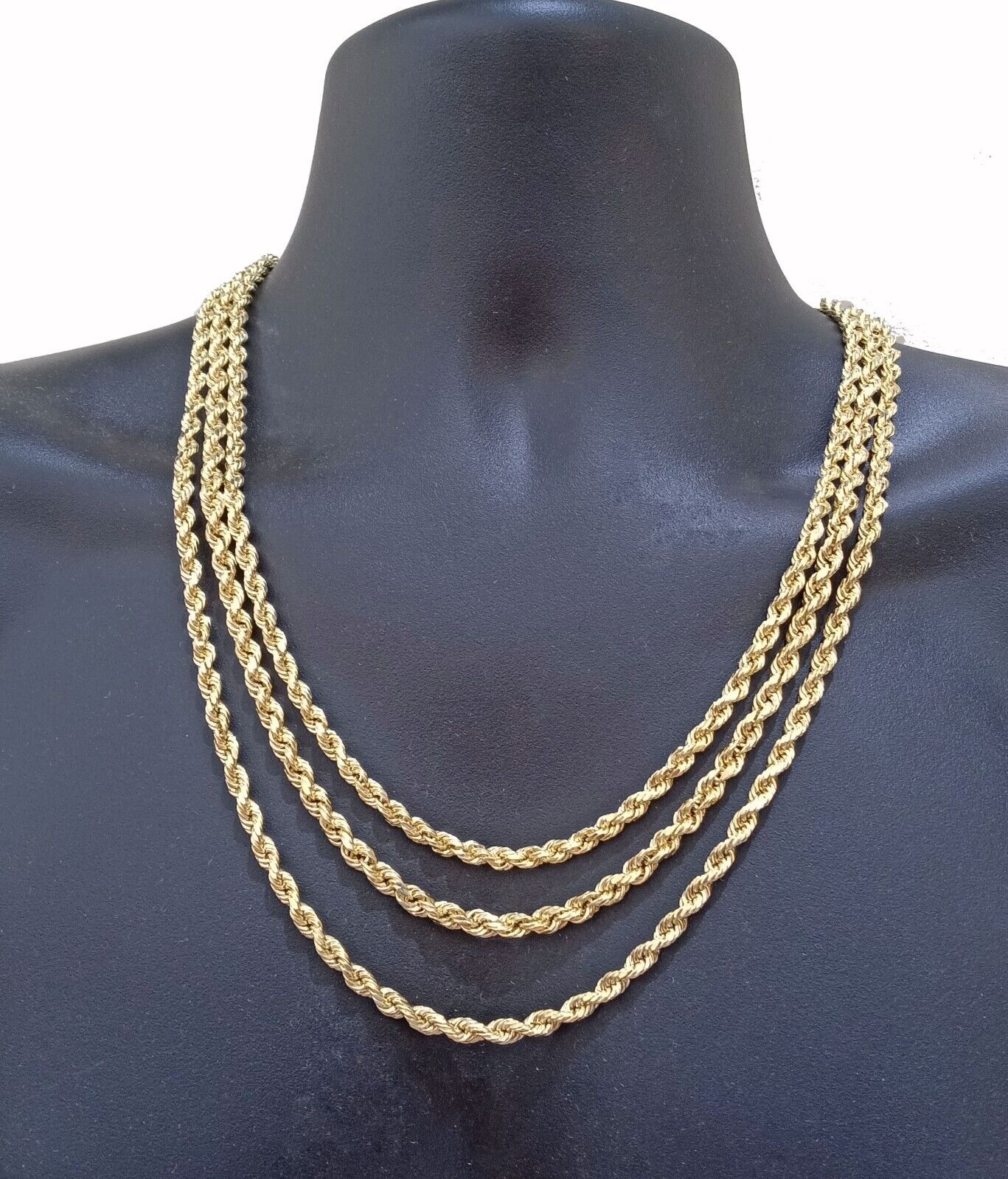 Real 14k Rope Chain Necklace 5mm 14kt Yellow Gold 18" 20" 22" 24" 26" inch Mens - Image 8