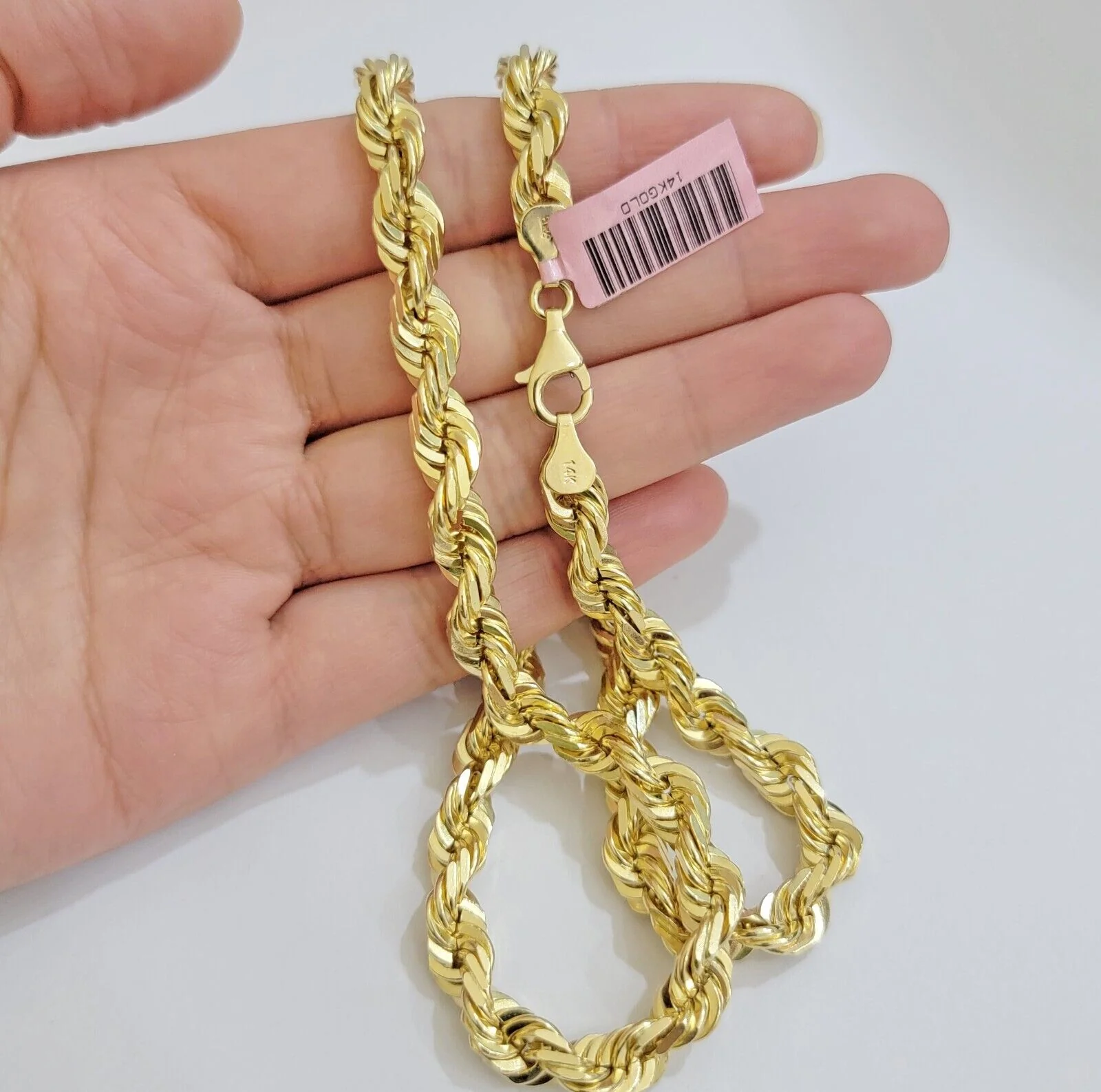 Real 14k Rope Chain Necklace 7mm Mens 14kt Yellow Gold 18 in - 30 inch SOLID - Image 3