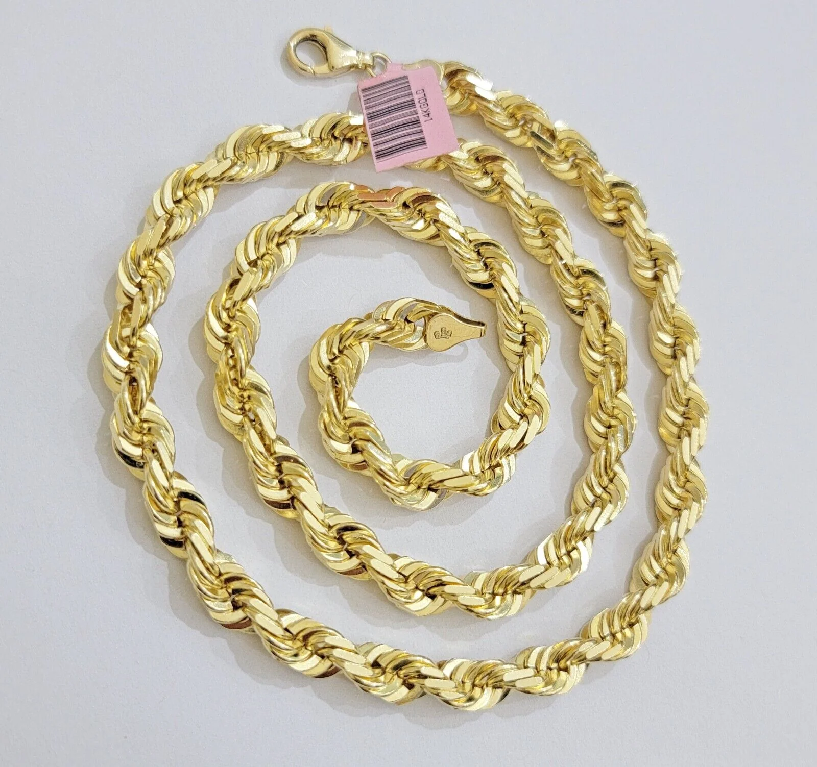 Real 14k Rope Chain Necklace 7mm Mens 14kt Yellow Gold 18 in - 30 inch SOLID - Image 4