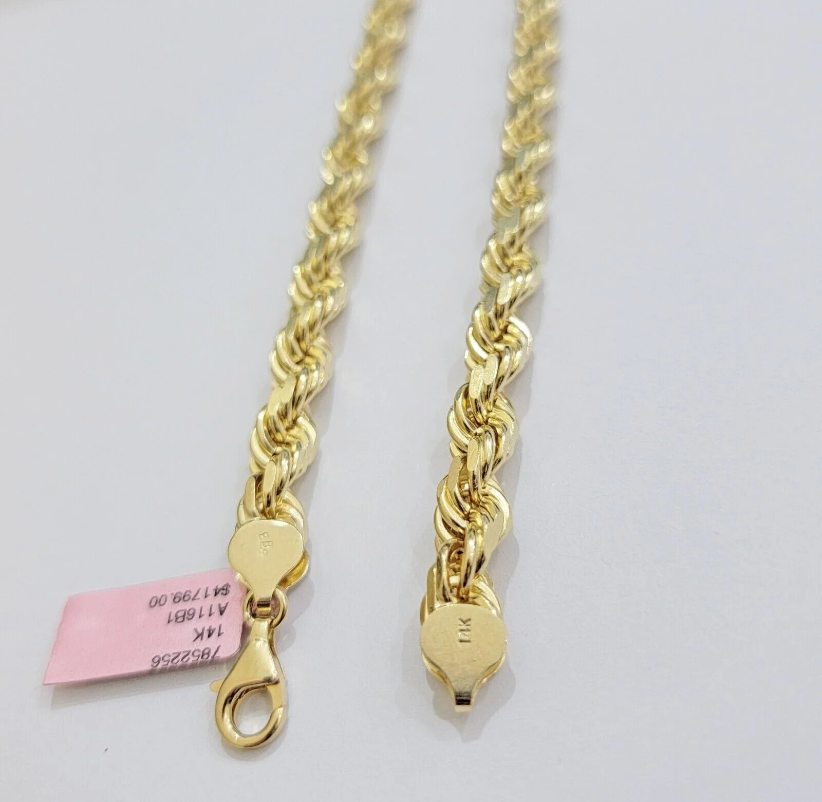 Real 14k Rope Chain Necklace 7mm Mens 14kt Yellow Gold 18 in - 30 inch SOLID - Image 7