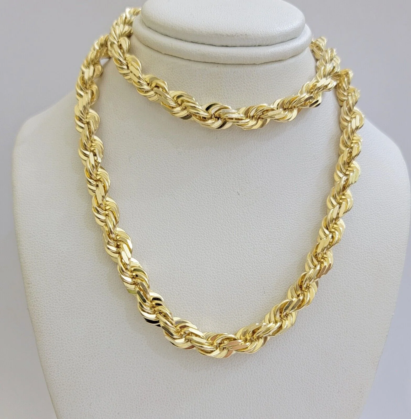 Real 14k Rope Chain Necklace 7mm Mens 14kt Yellow Gold 18 in - 30 inch SOLID - Image 9