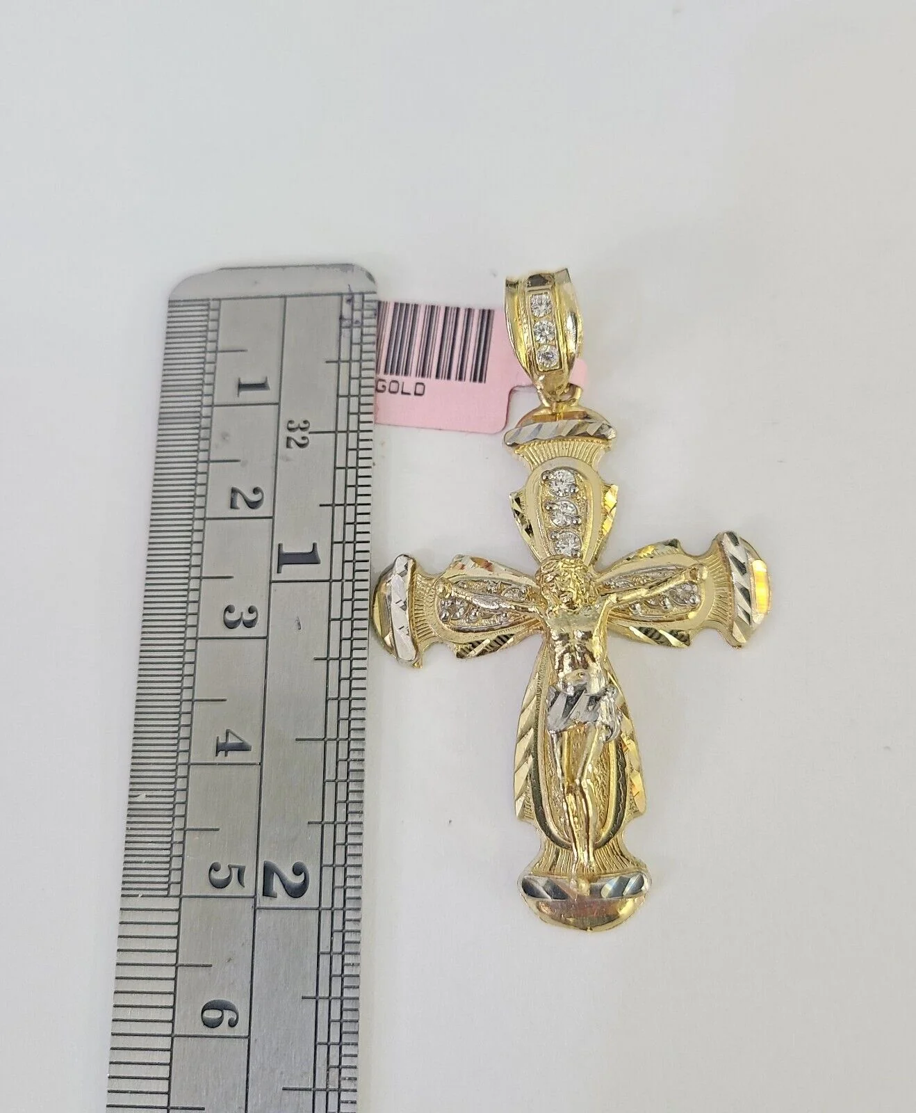 Real 14k Solid Chain Cross Charm Set Miami Cuban Link 3mm Necklace Pendant Gold - Image 4