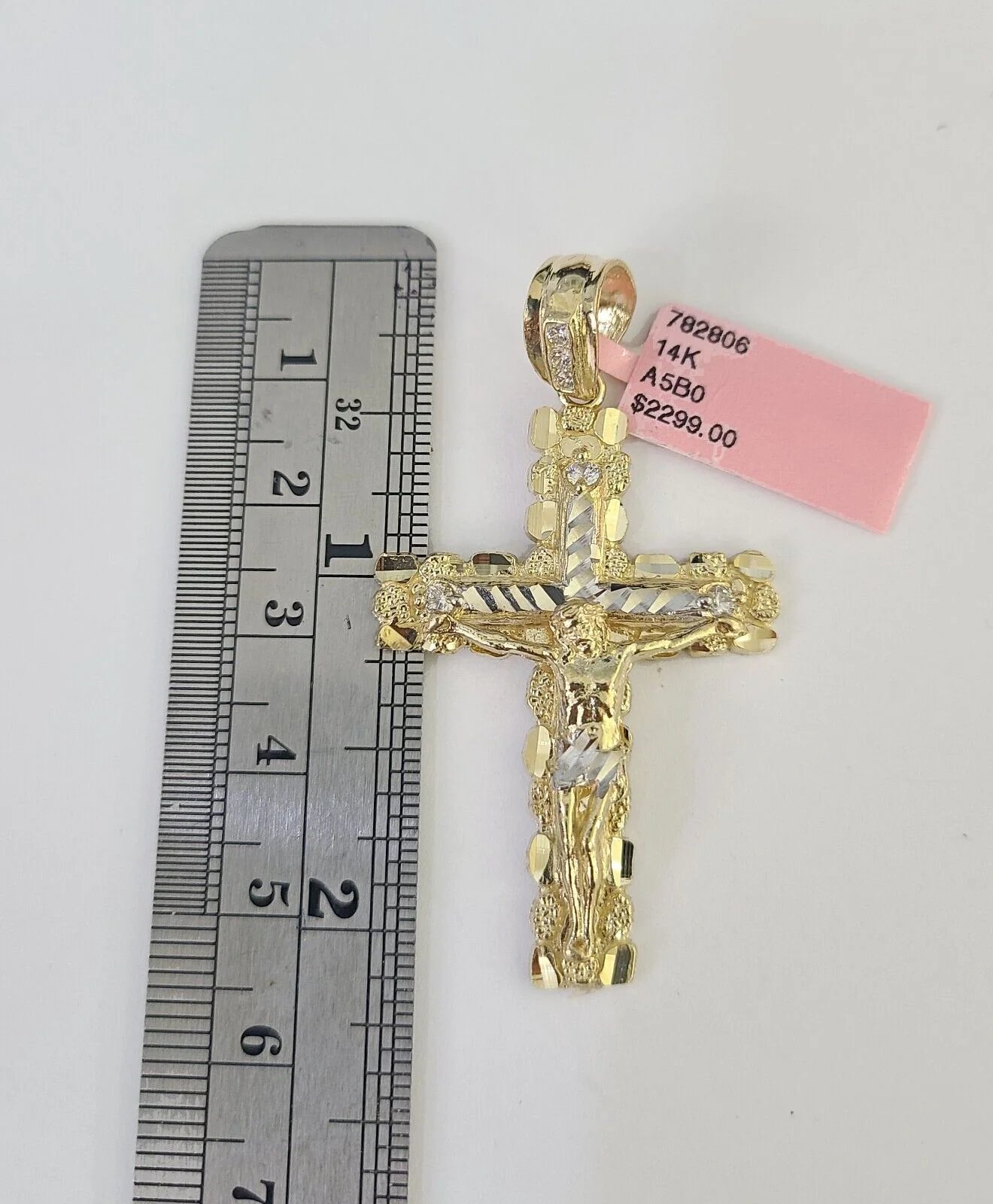 Real 14k Solid Chain Cross Charm Set Miami Cuban Link 3mm Necklace Pendant Gold - Image 4