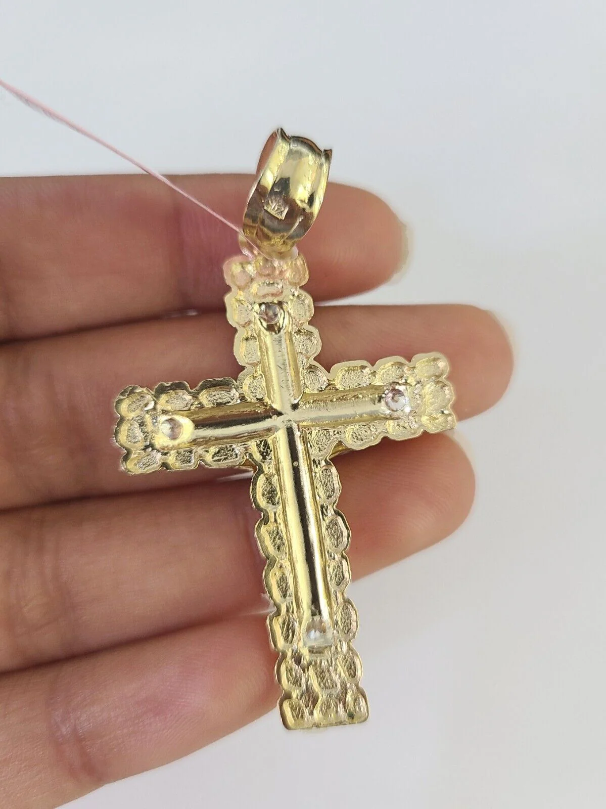Real 14k Solid Chain Cross Charm Set Miami Cuban Link 3mm Necklace Pendant Gold - Image 7