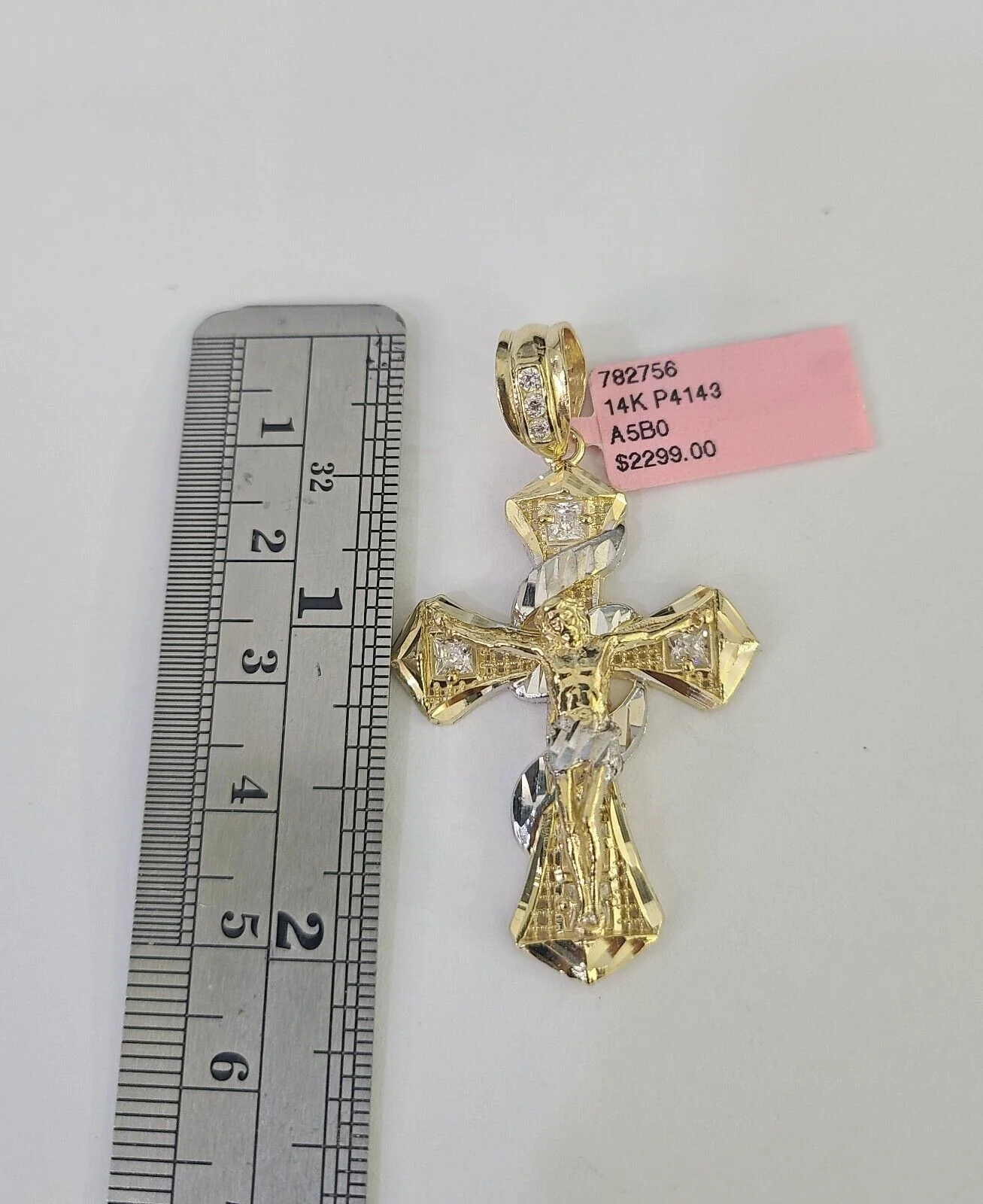 Real 14k Solid Chain Cross Charm Set Miami Cuban Link 3mm Necklace Pendant Gold - Image 3
