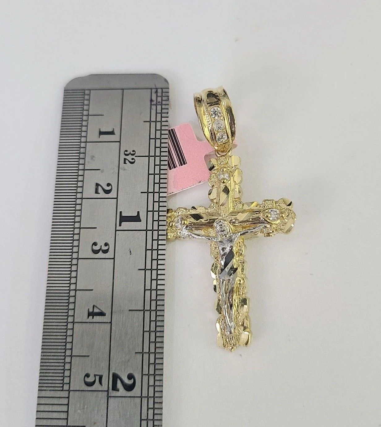 Real 14k Solid Chain Cross Charm Set Miami Cuban Link 3mm Necklace Pendant Gold - Image 4