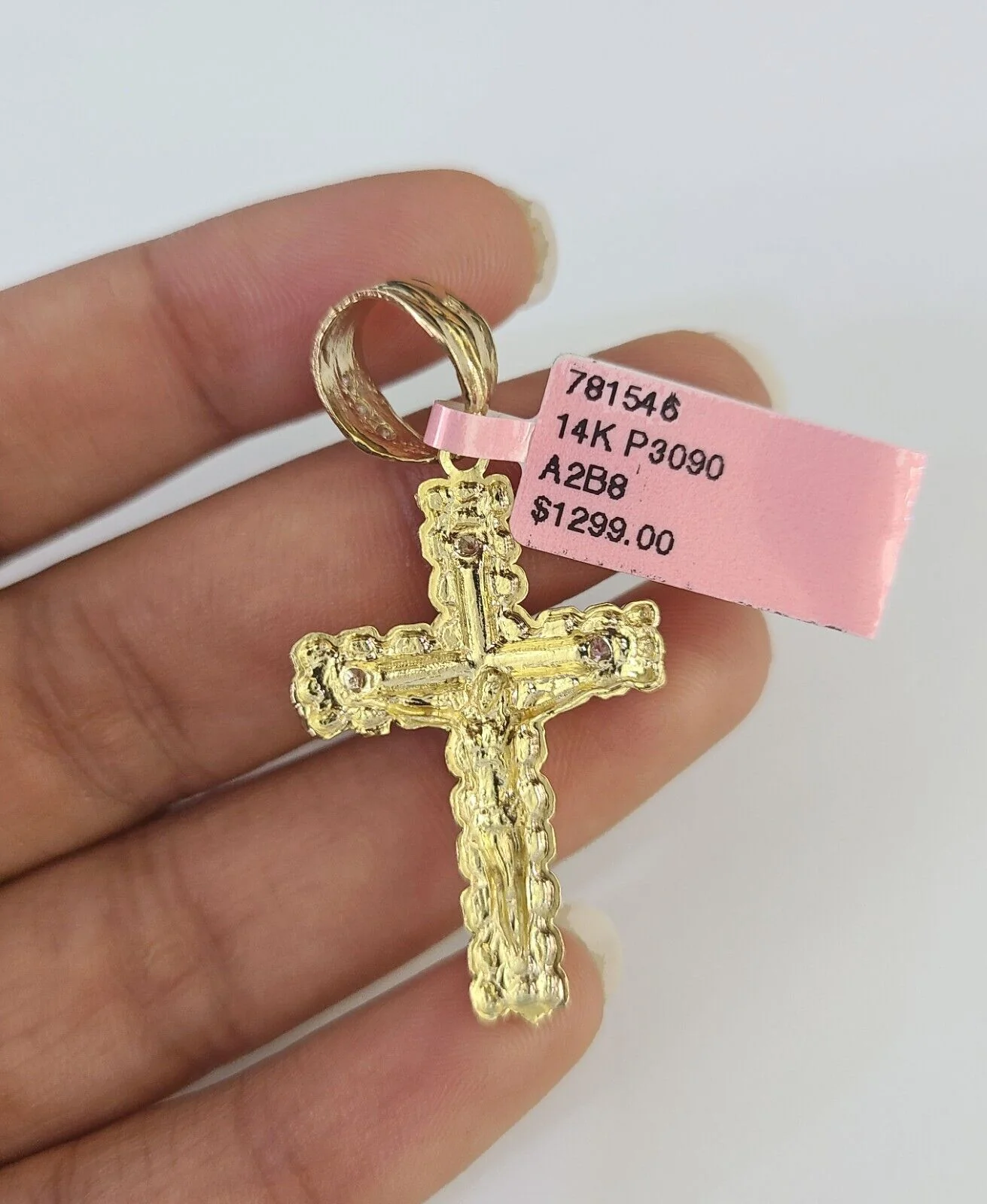 Real 14k Solid Chain Cross Charm Set Miami Cuban Link 3mm Necklace Pendant Gold - Image 7